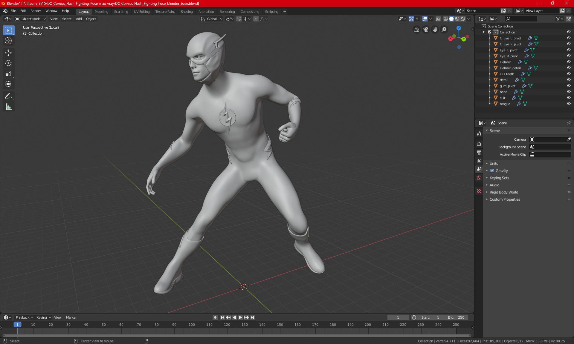 DC Comics Flash Fighting Pose 3D model
