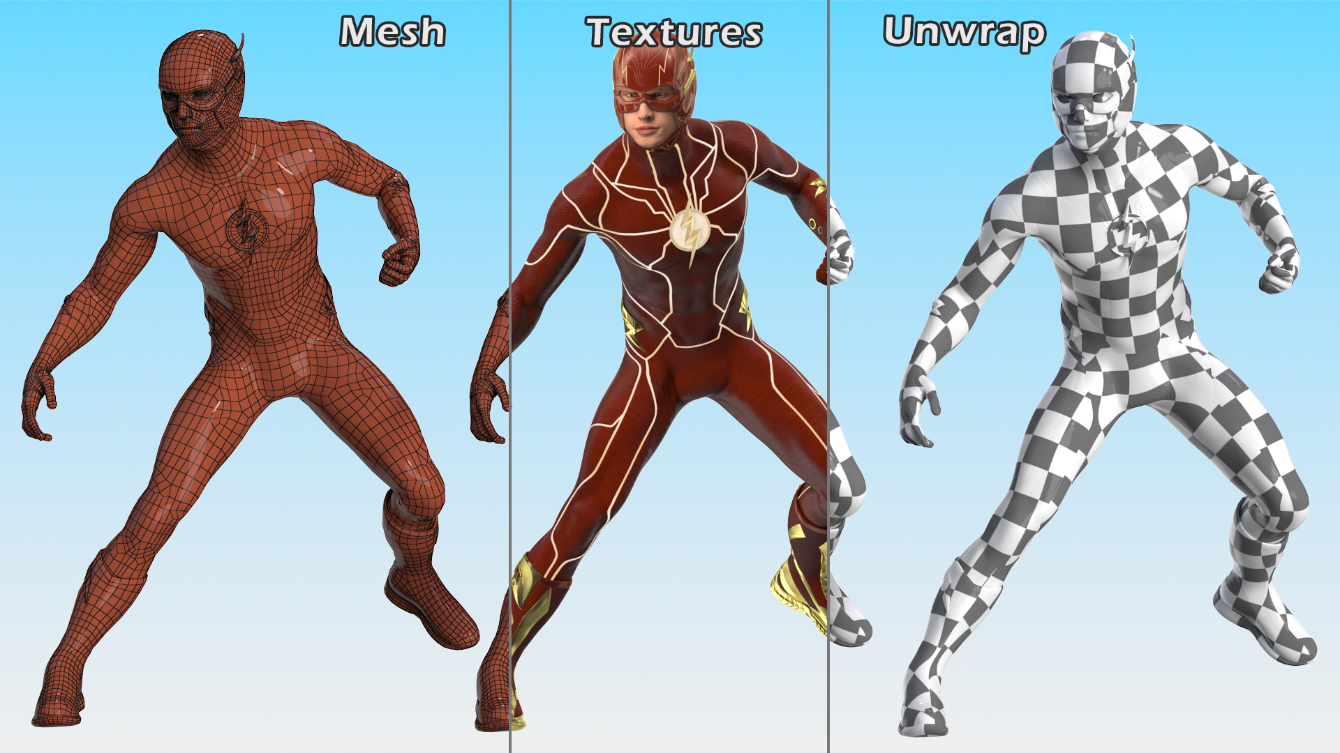 DC Comics Flash Fighting Pose 3D model