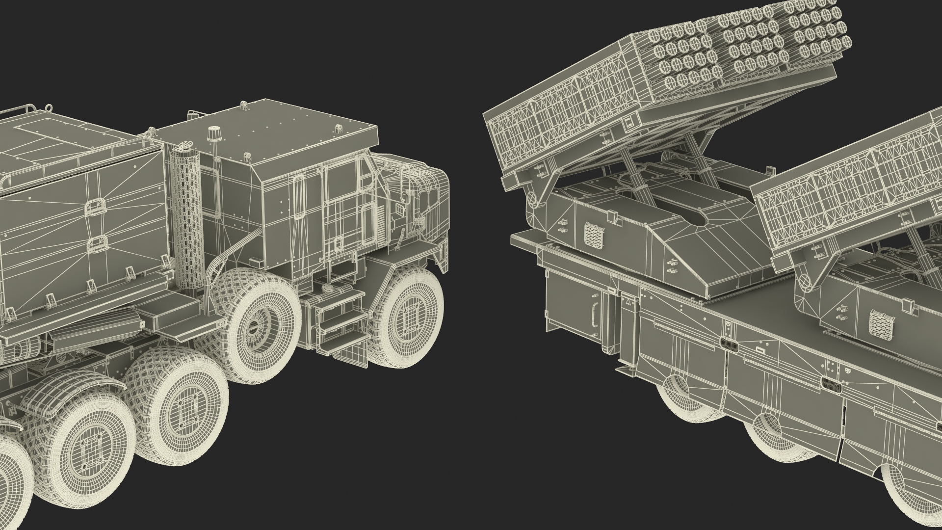 Military Transporter with Rocket Launch System Jobaria Sand 3D model