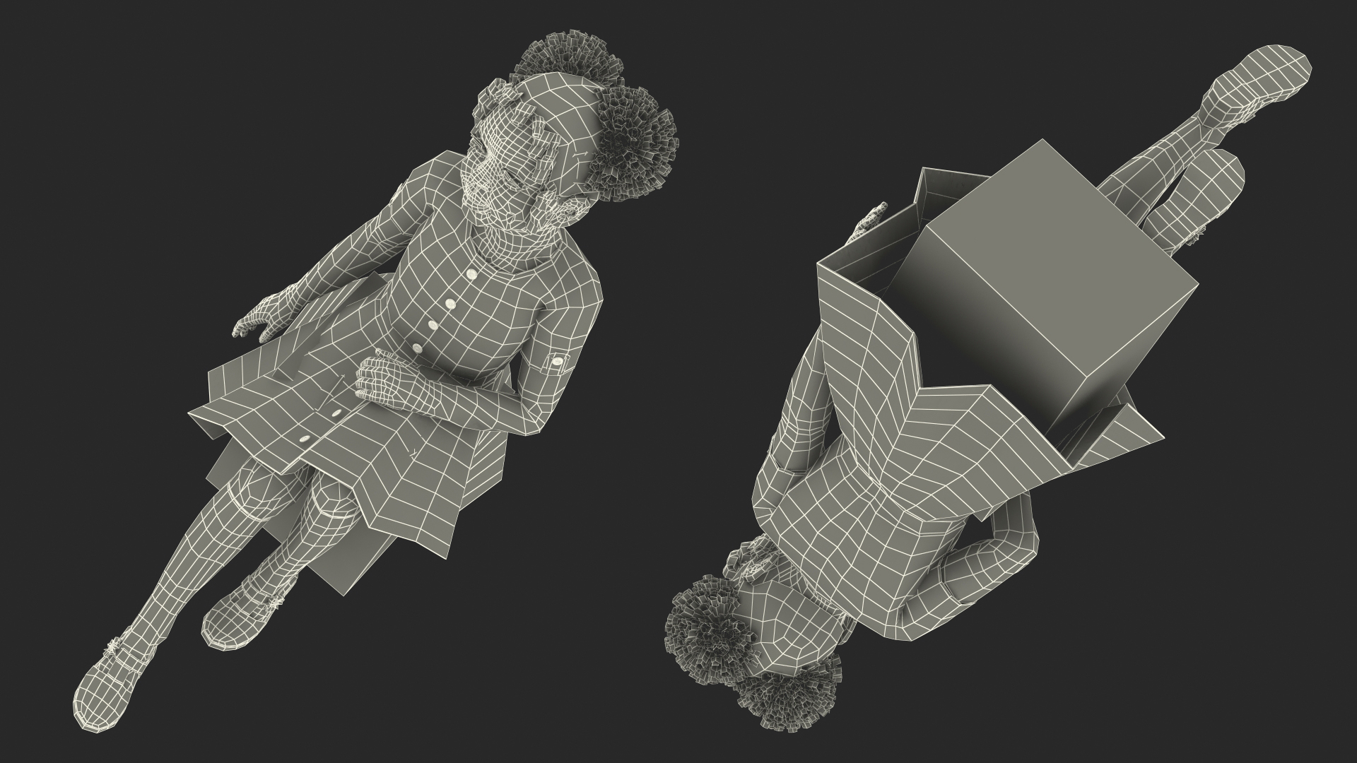 Black Child Girl Sitting Pose 3D model