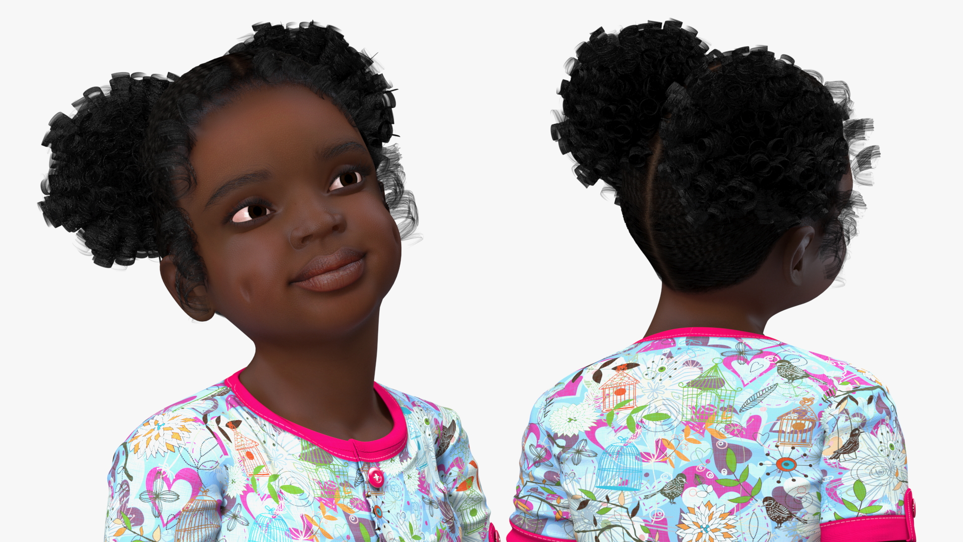Black Child Girl Sitting Pose 3D model