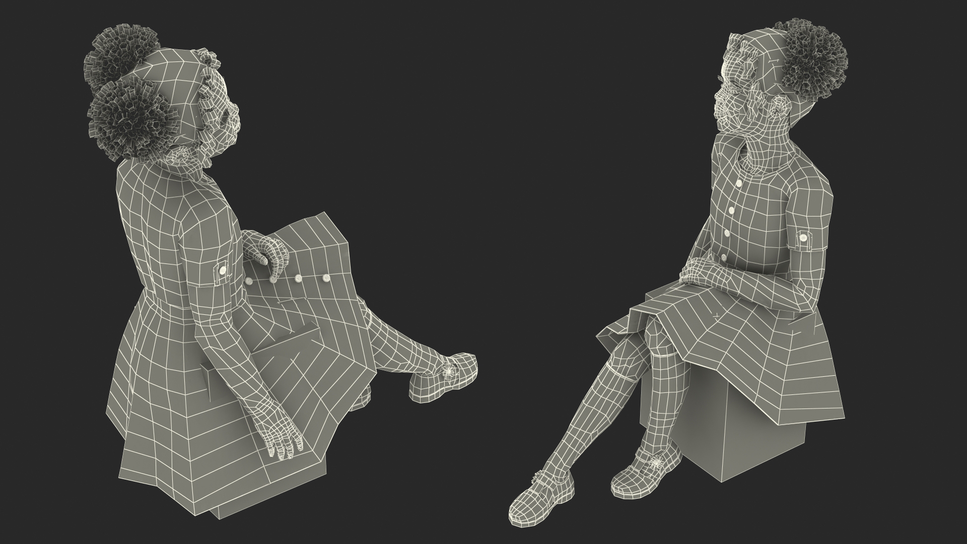 Black Child Girl Sitting Pose 3D model