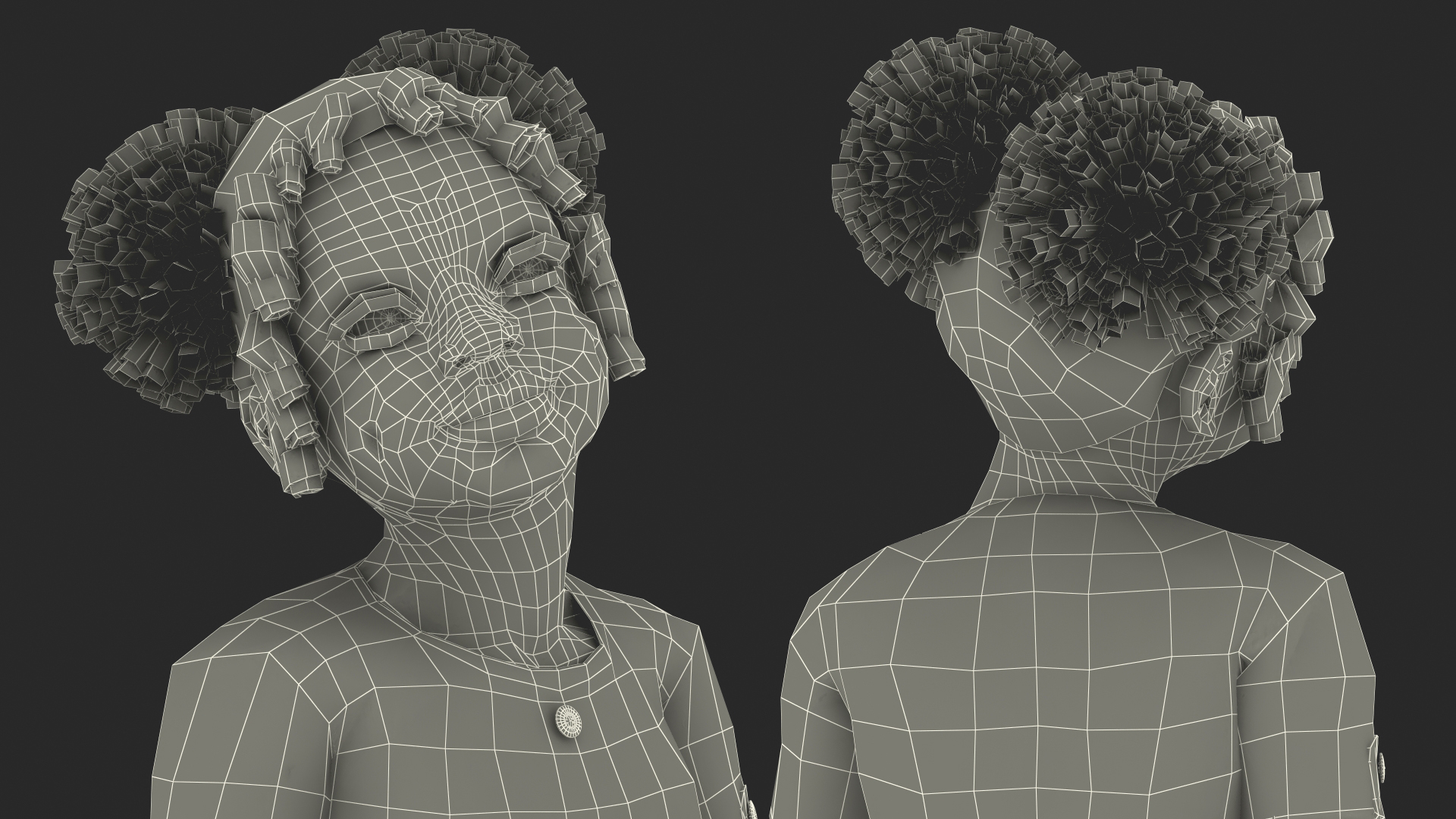 Black Child Girl Sitting Pose 3D model