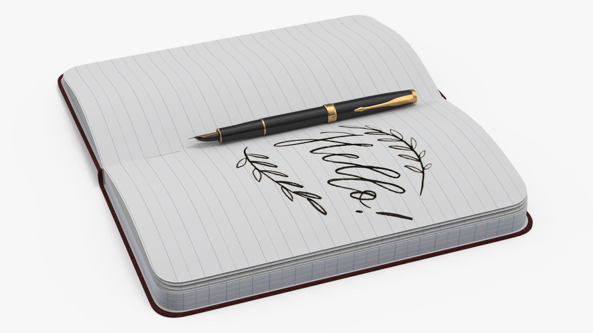 3D model Open Journal with Fountain Pen