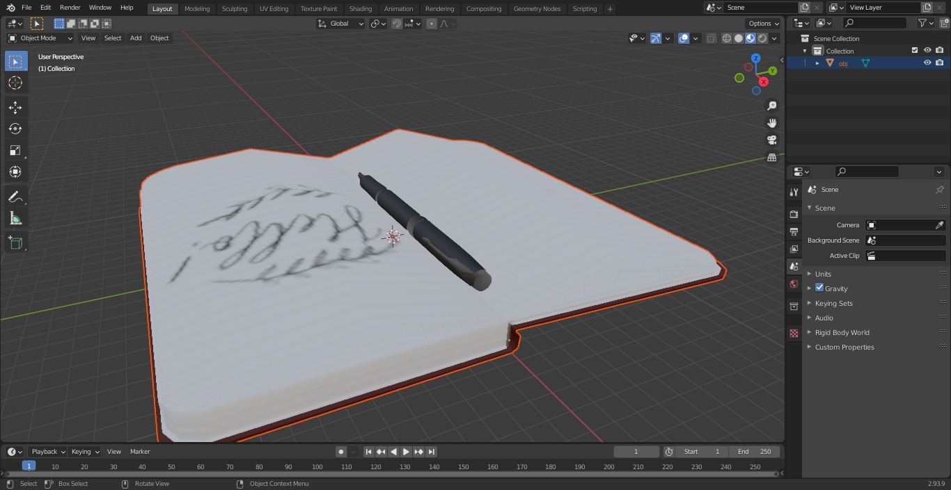 3D model Open Journal with Fountain Pen