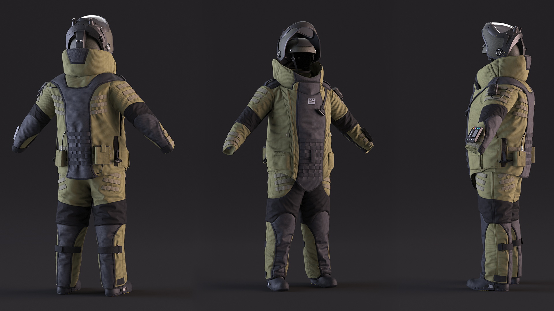 EOD 10 Bomb Suit Without Person Rigged for Maya 3D