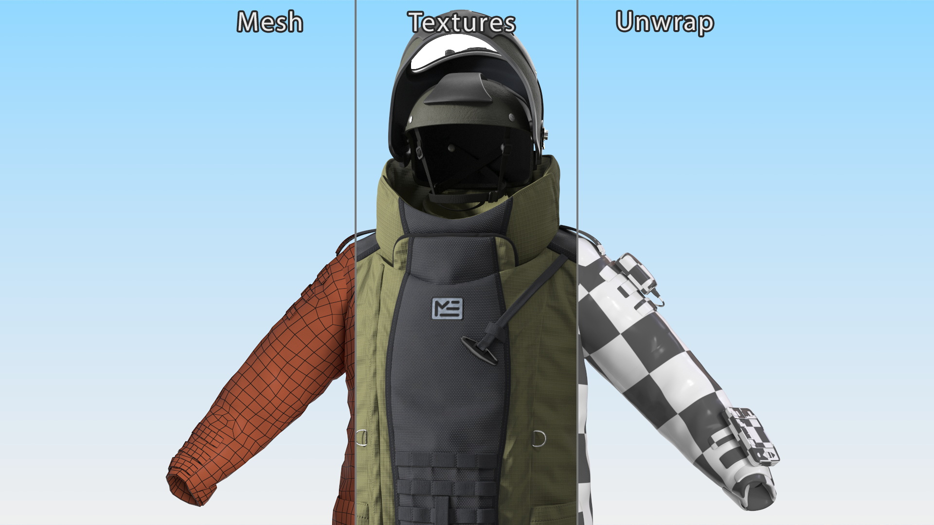 EOD 10 Bomb Suit Without Person Rigged for Maya 3D