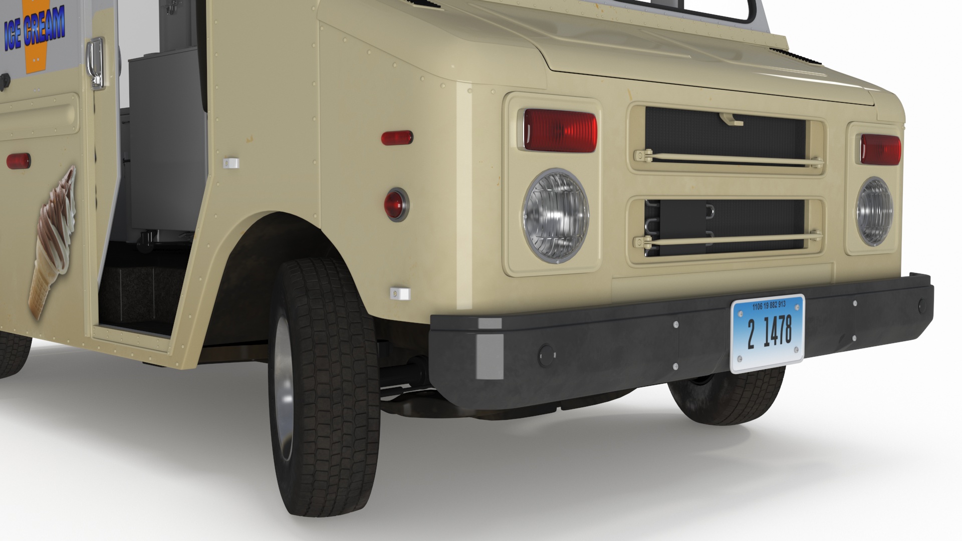 Vintage Ice Cream Truck Rigged for Cinema 4D 3D model
