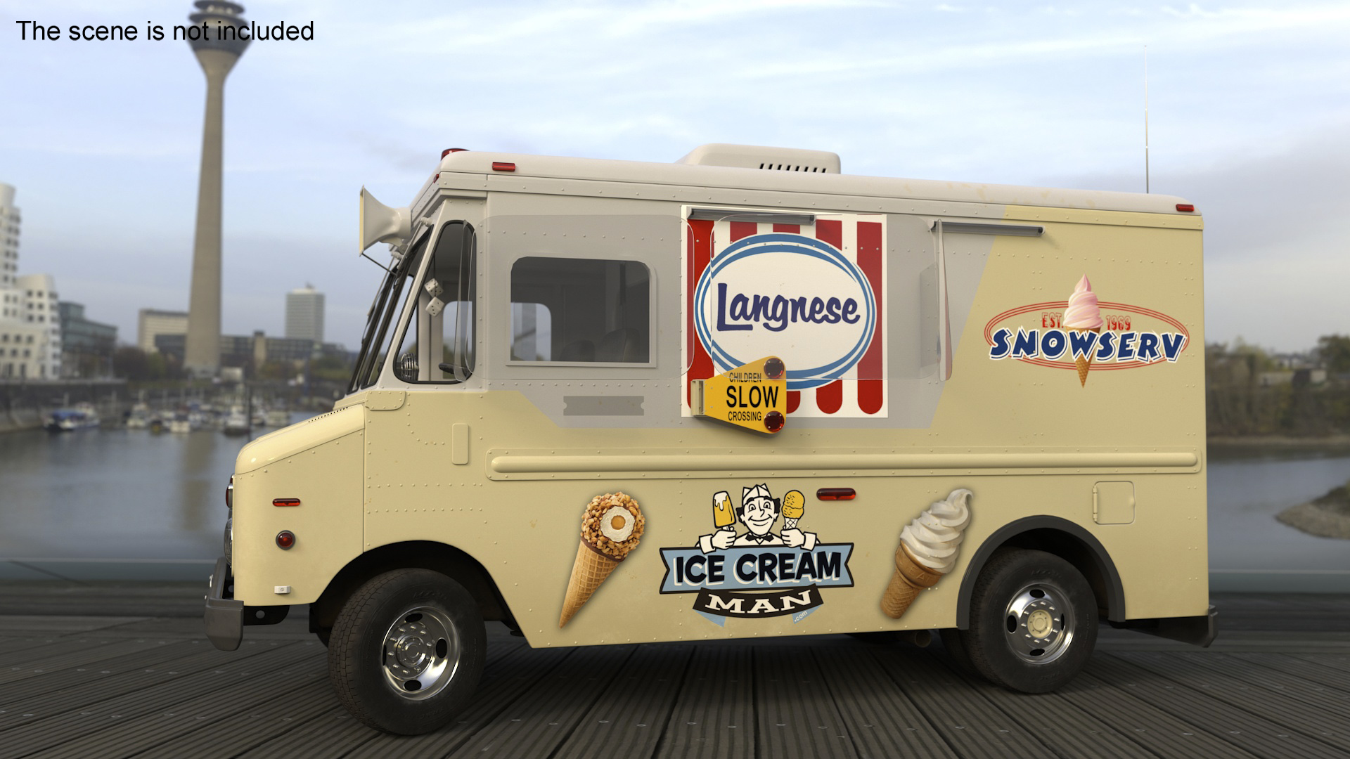 Vintage Ice Cream Truck Rigged for Cinema 4D 3D model