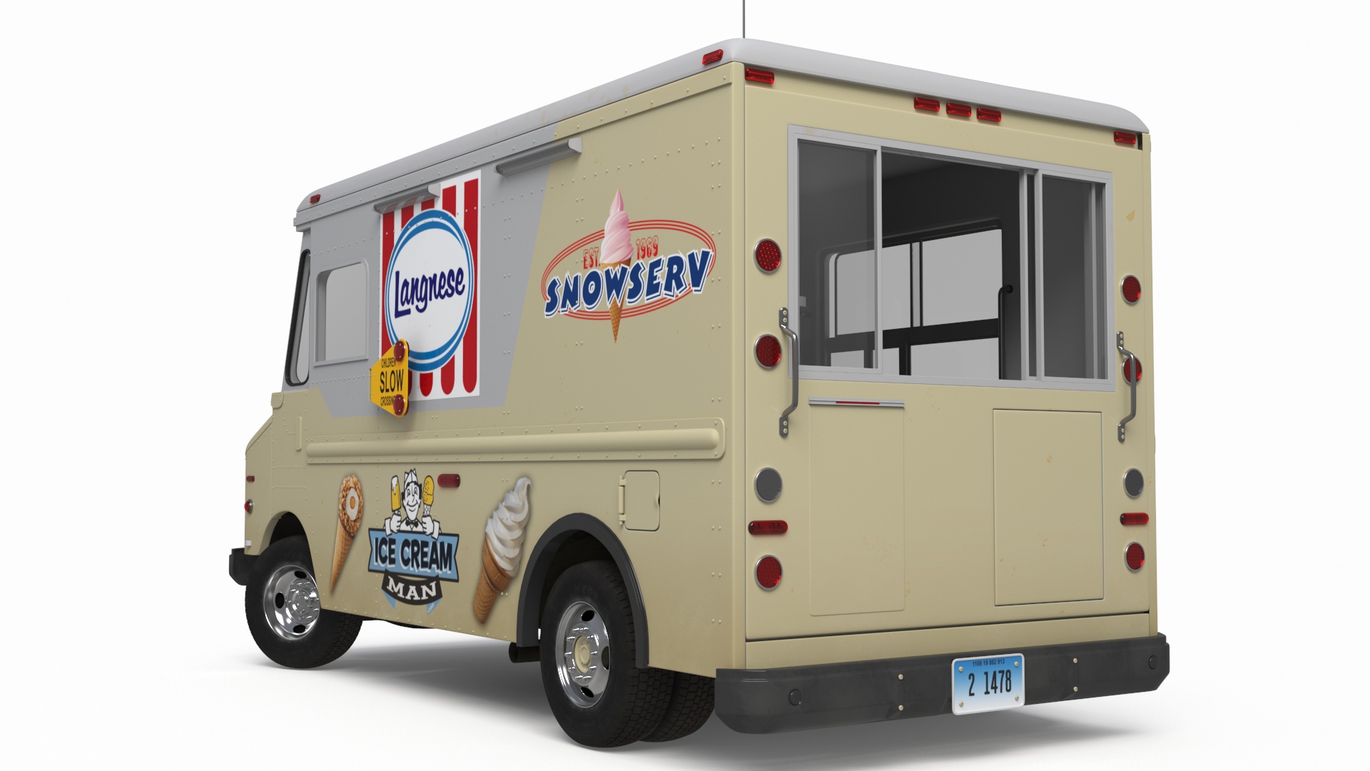 Vintage Ice Cream Truck Rigged for Cinema 4D 3D model