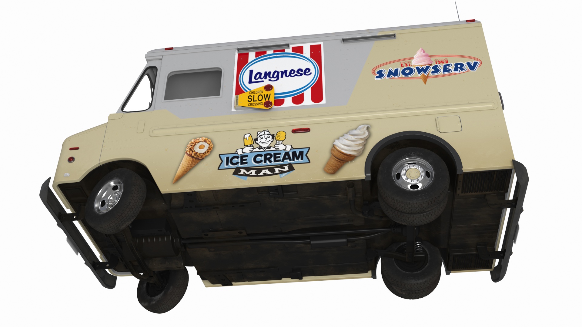 Vintage Ice Cream Truck Rigged for Cinema 4D 3D model
