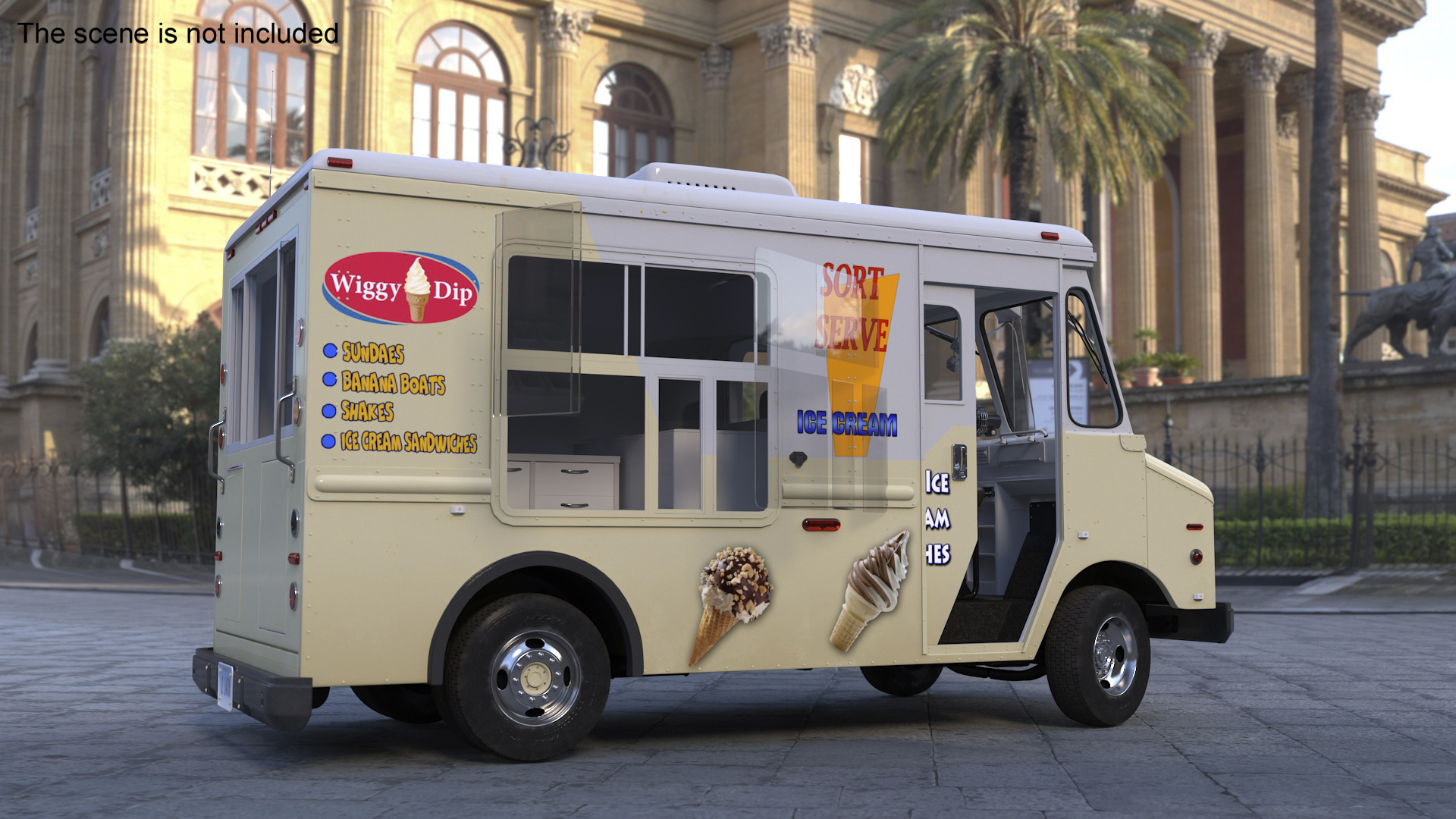 Vintage Ice Cream Truck Rigged for Cinema 4D 3D model
