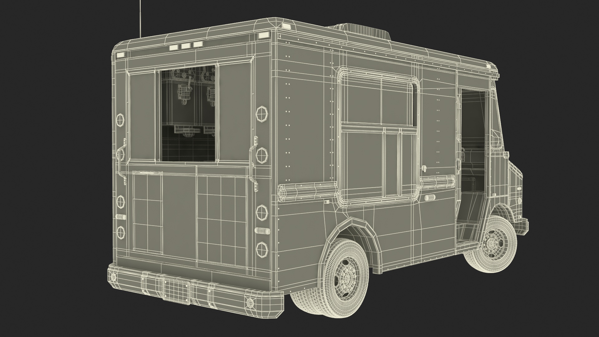 Vintage Ice Cream Truck Rigged for Cinema 4D 3D model