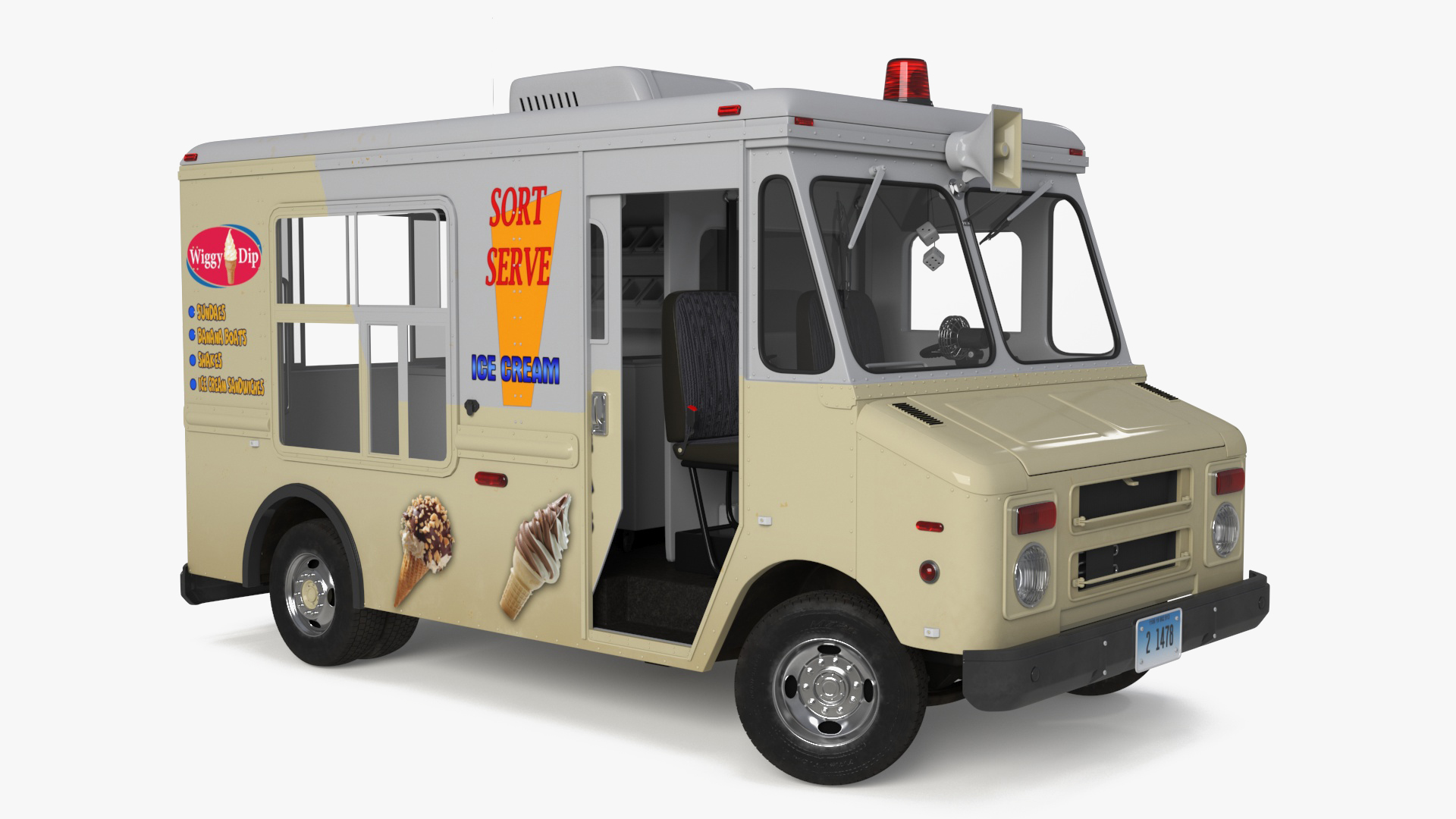 Vintage Ice Cream Truck Rigged for Cinema 4D 3D model