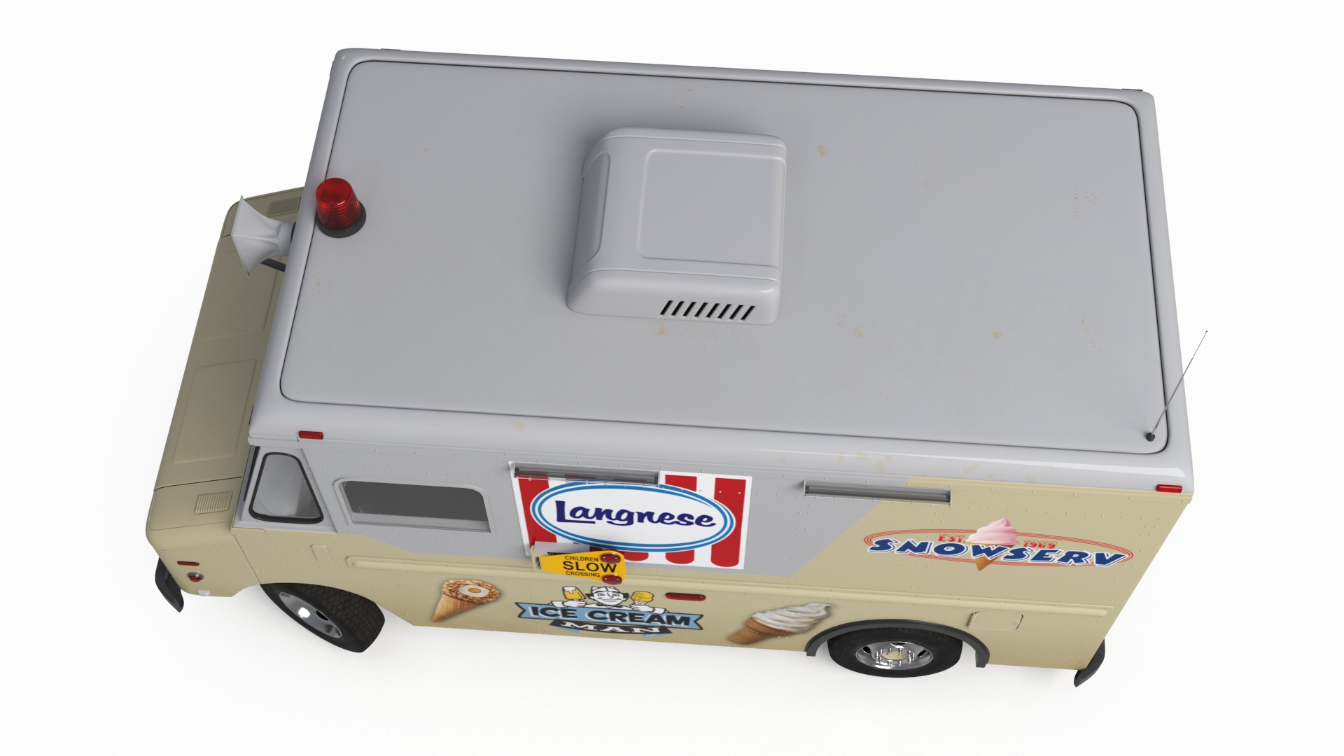Vintage Ice Cream Truck Rigged for Cinema 4D 3D model
