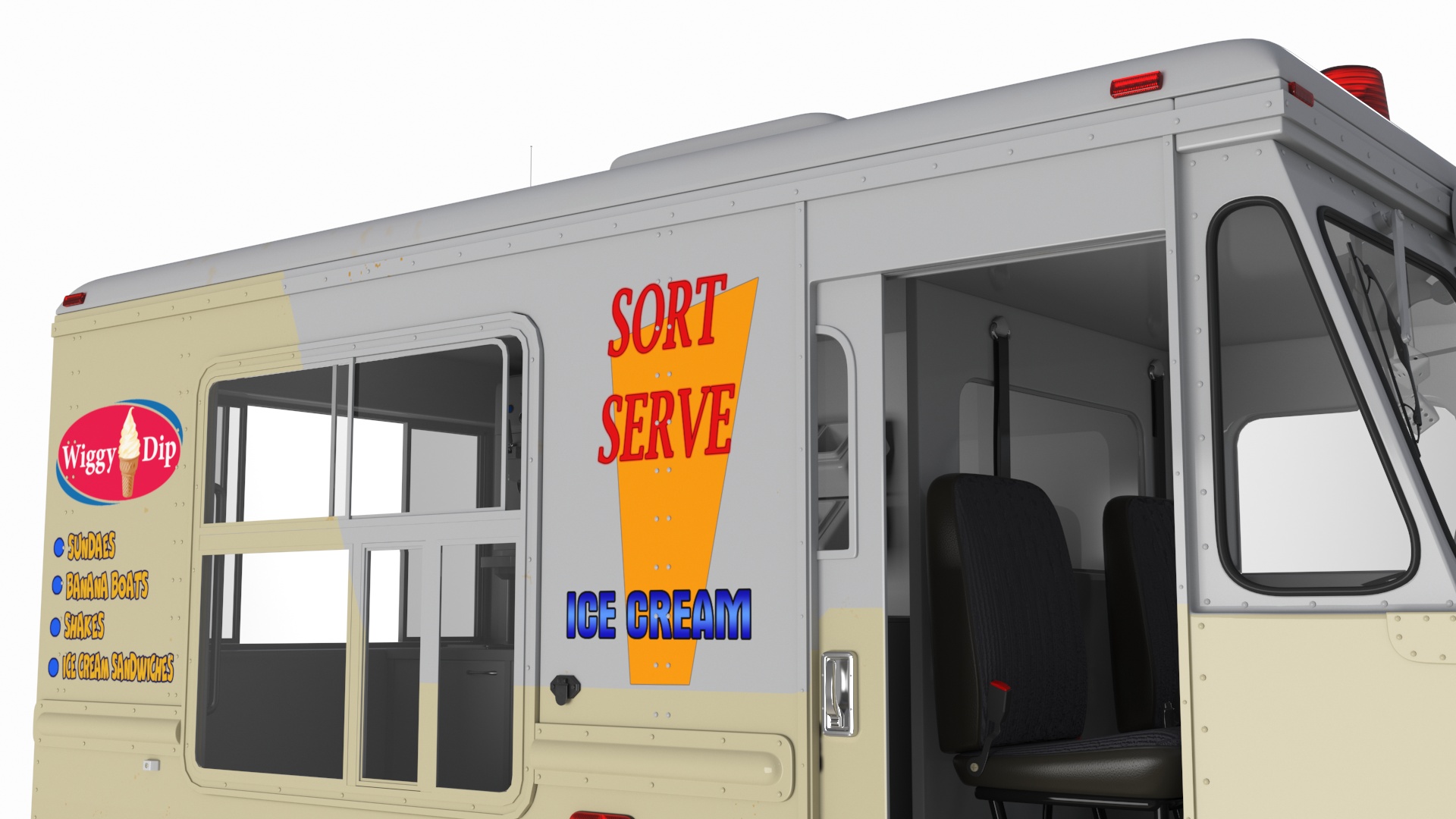 Vintage Ice Cream Truck Rigged for Cinema 4D 3D model