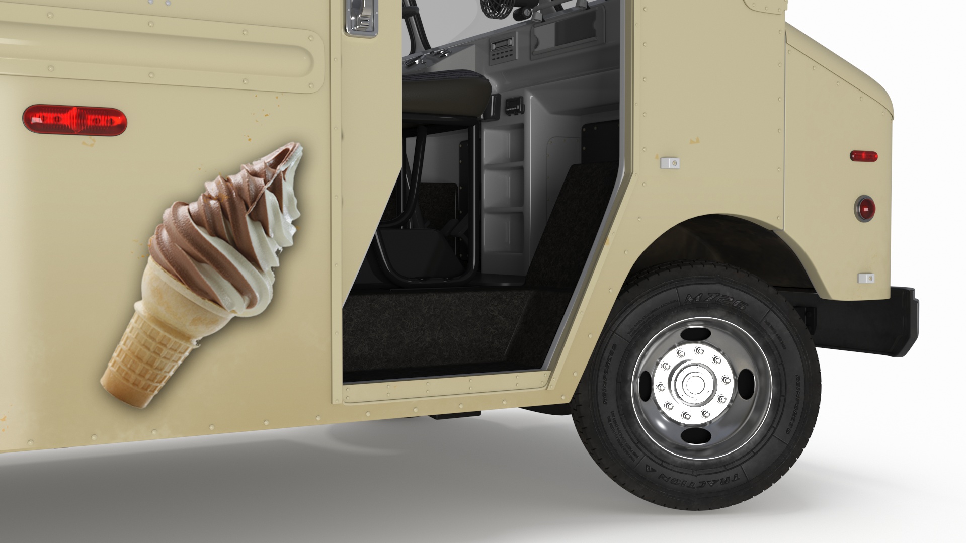 Vintage Ice Cream Truck Rigged for Cinema 4D 3D model