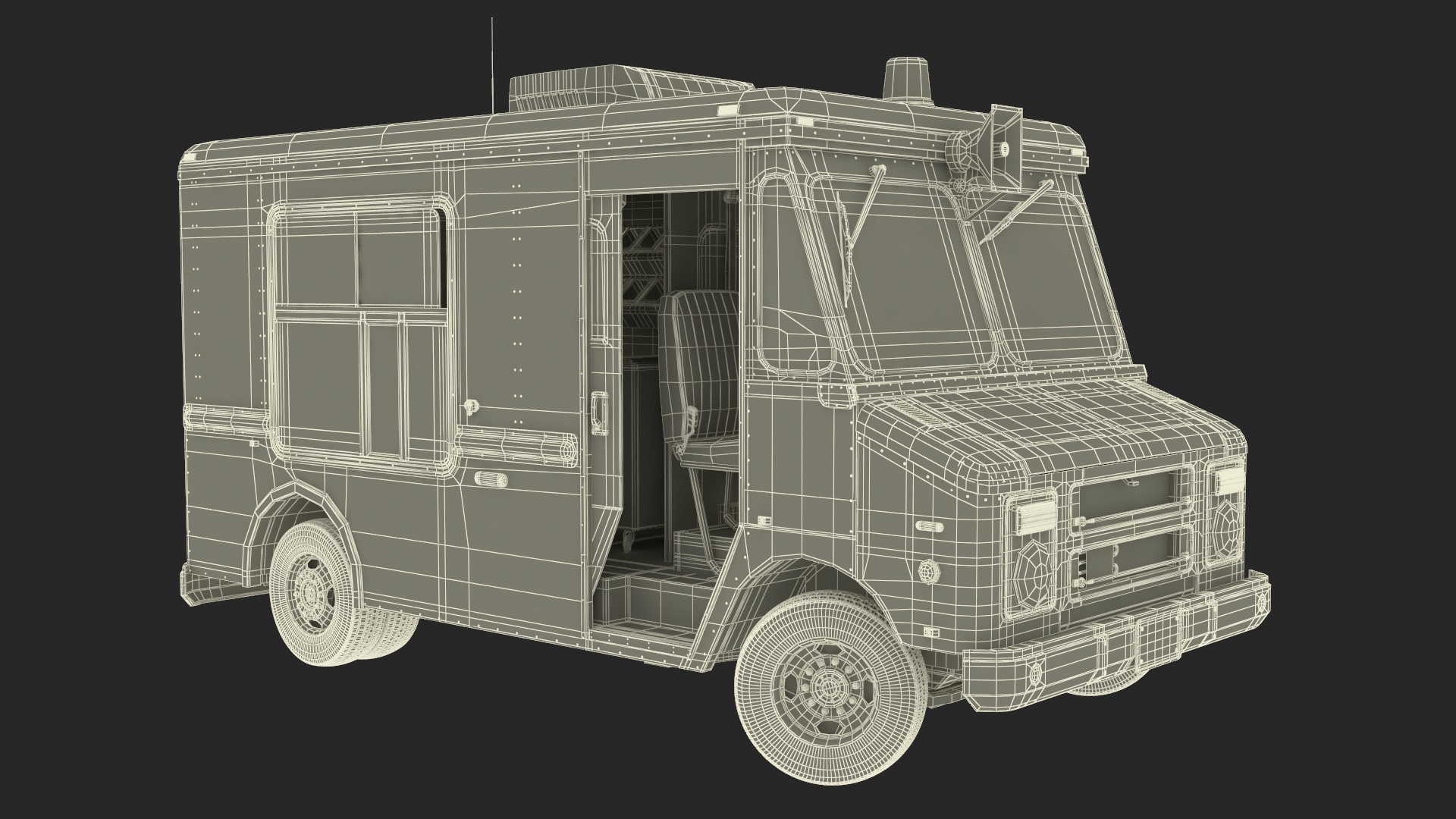 Vintage Ice Cream Truck Rigged for Cinema 4D 3D model