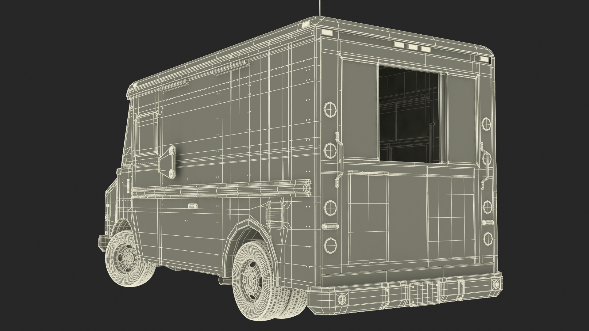 Vintage Ice Cream Truck Rigged for Cinema 4D 3D model