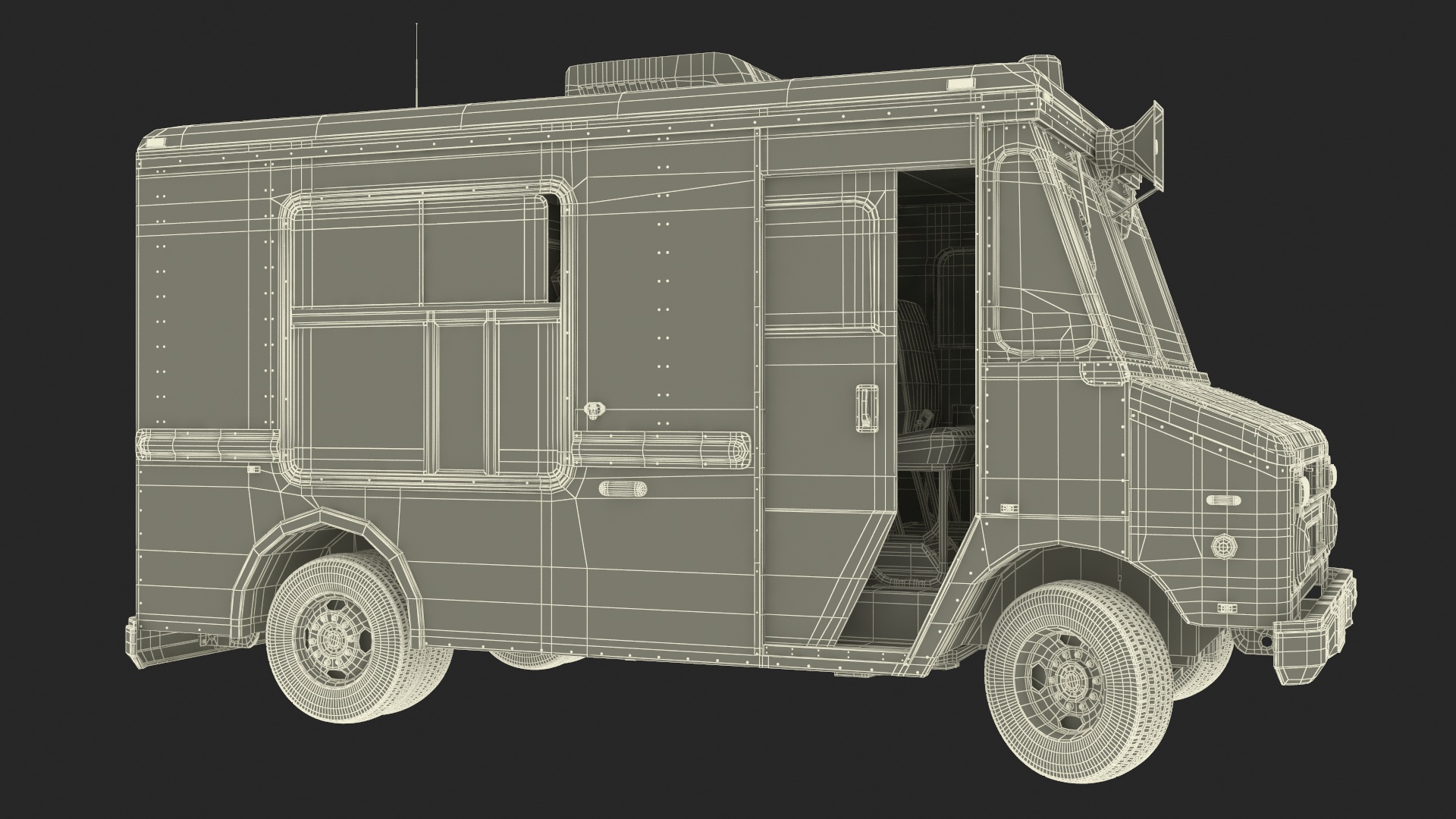 Vintage Ice Cream Truck Rigged for Cinema 4D 3D model