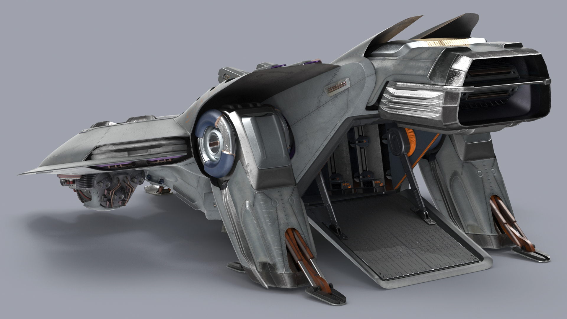 3D Futuristic Sci Fi Dropship Rigged model
