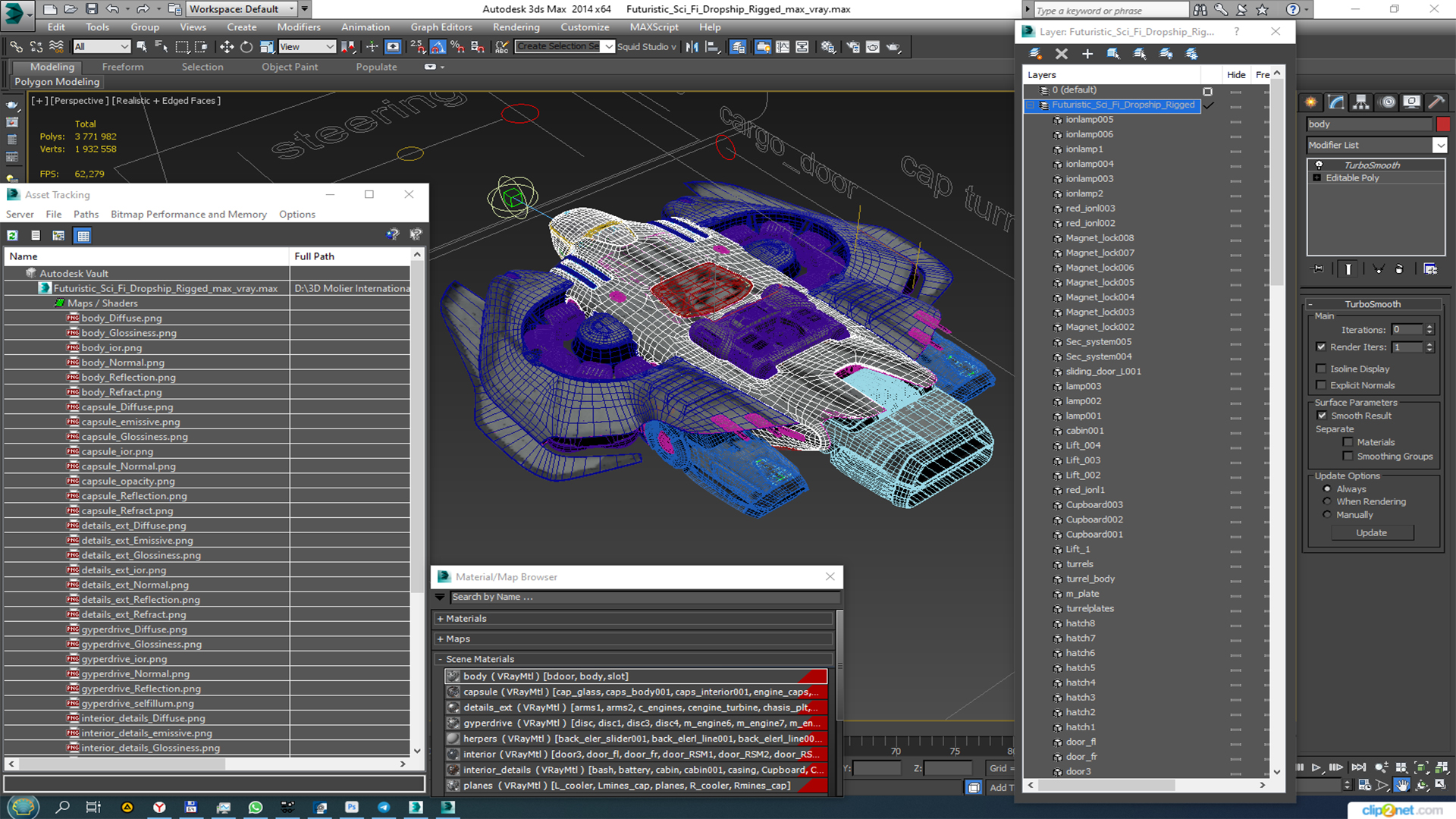 3D Futuristic Sci Fi Dropship Rigged model