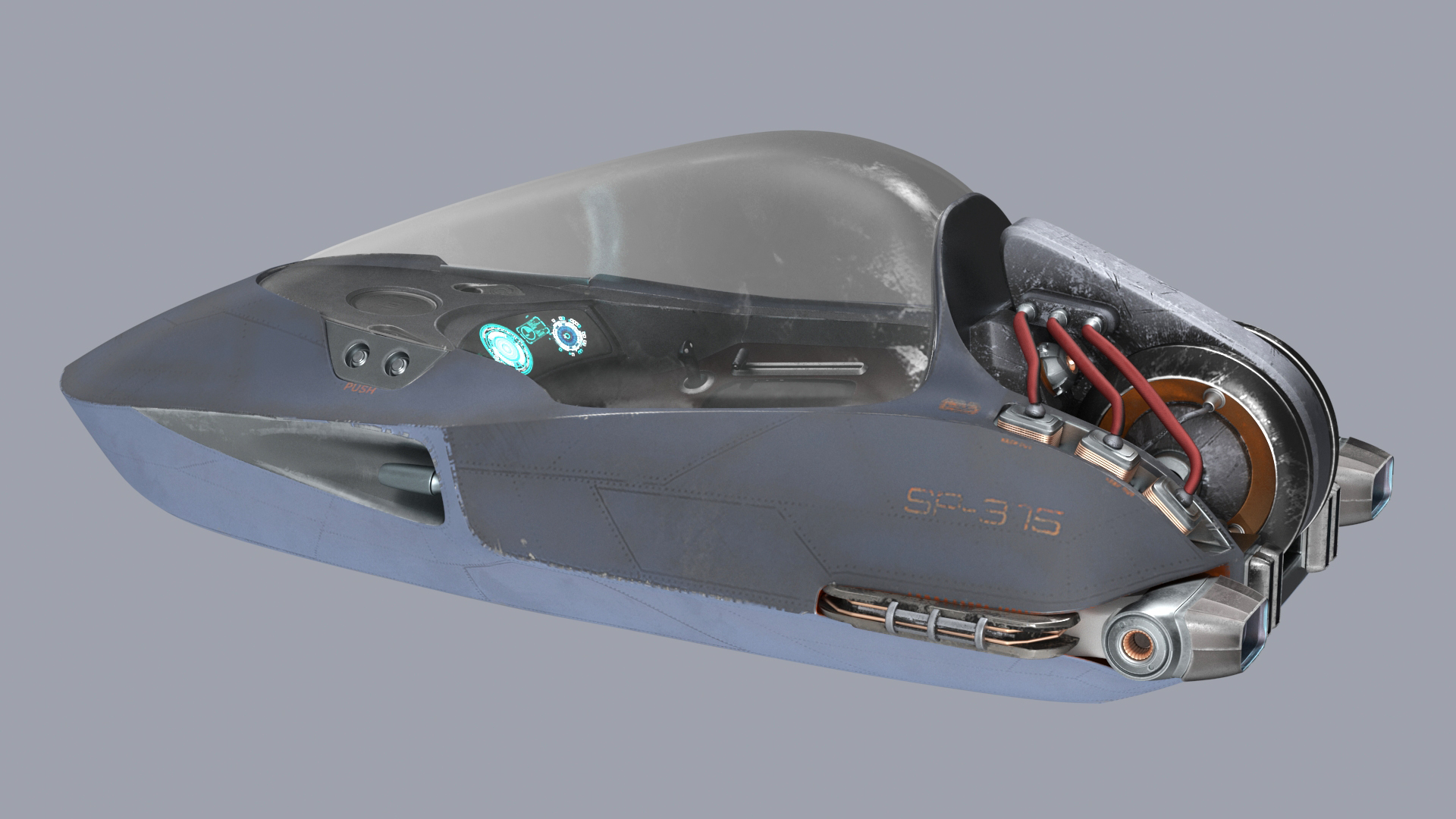 3D Futuristic Sci Fi Dropship Rigged model