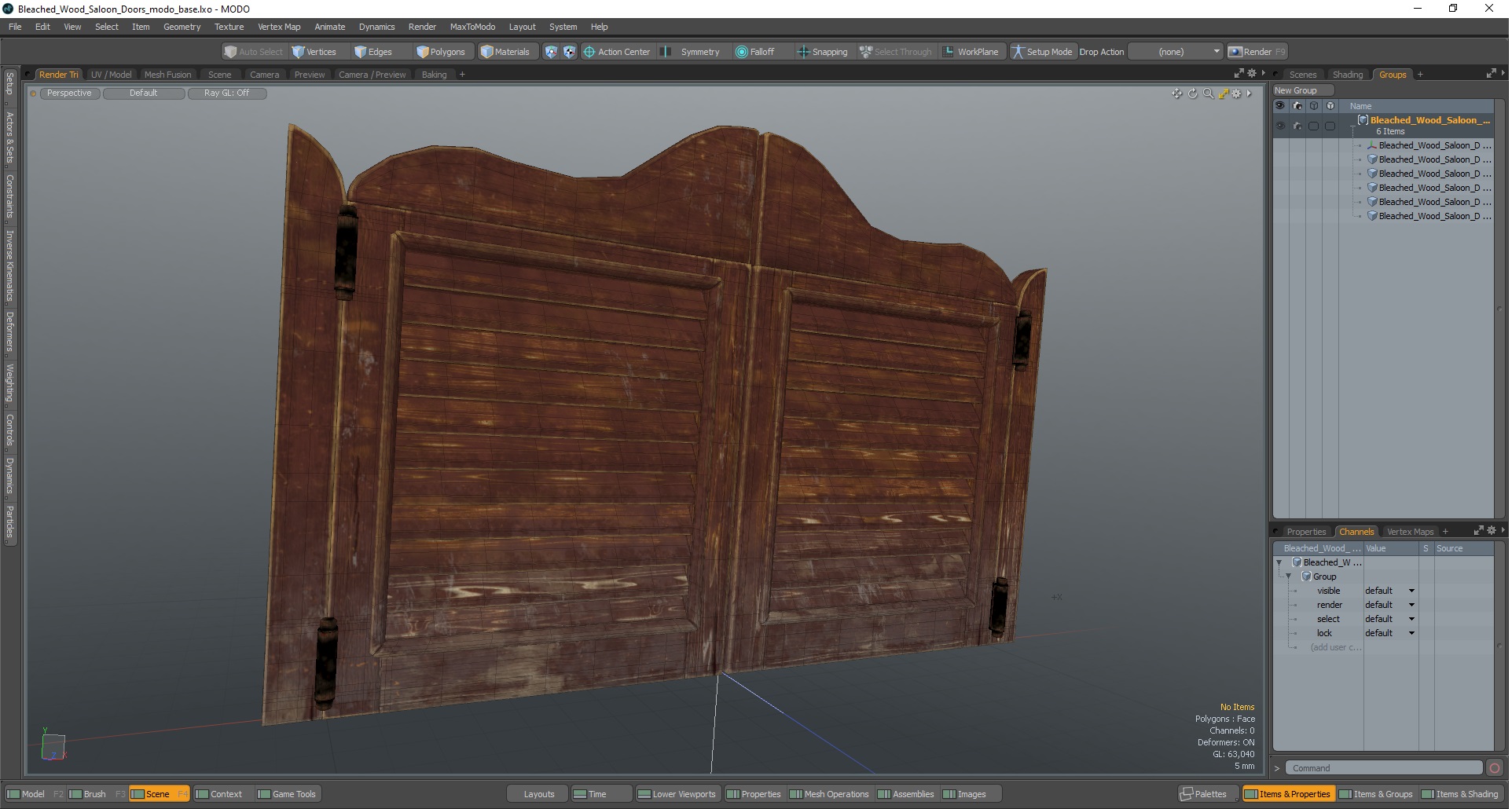 3D Bleached Wood Saloon Doors