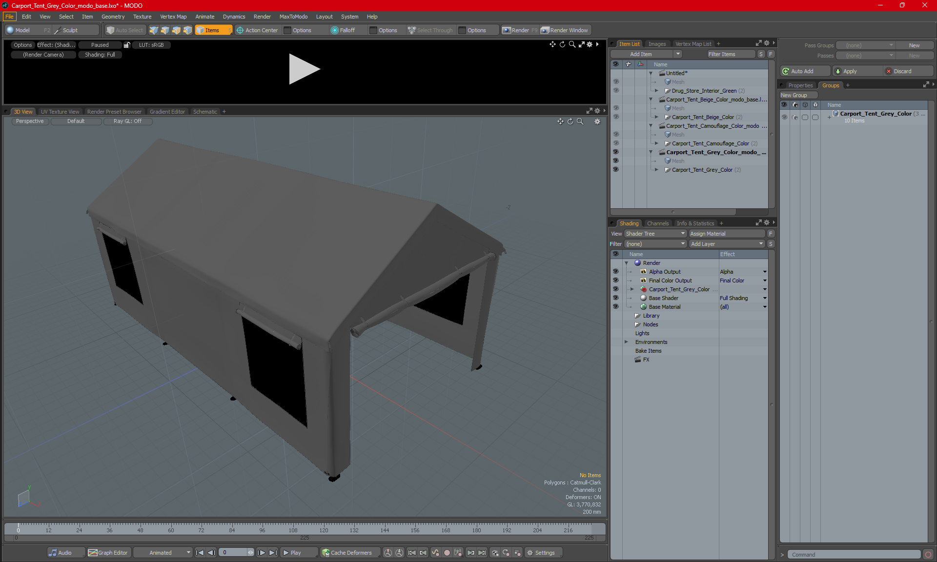 3D Carport Tent Grey Color model
