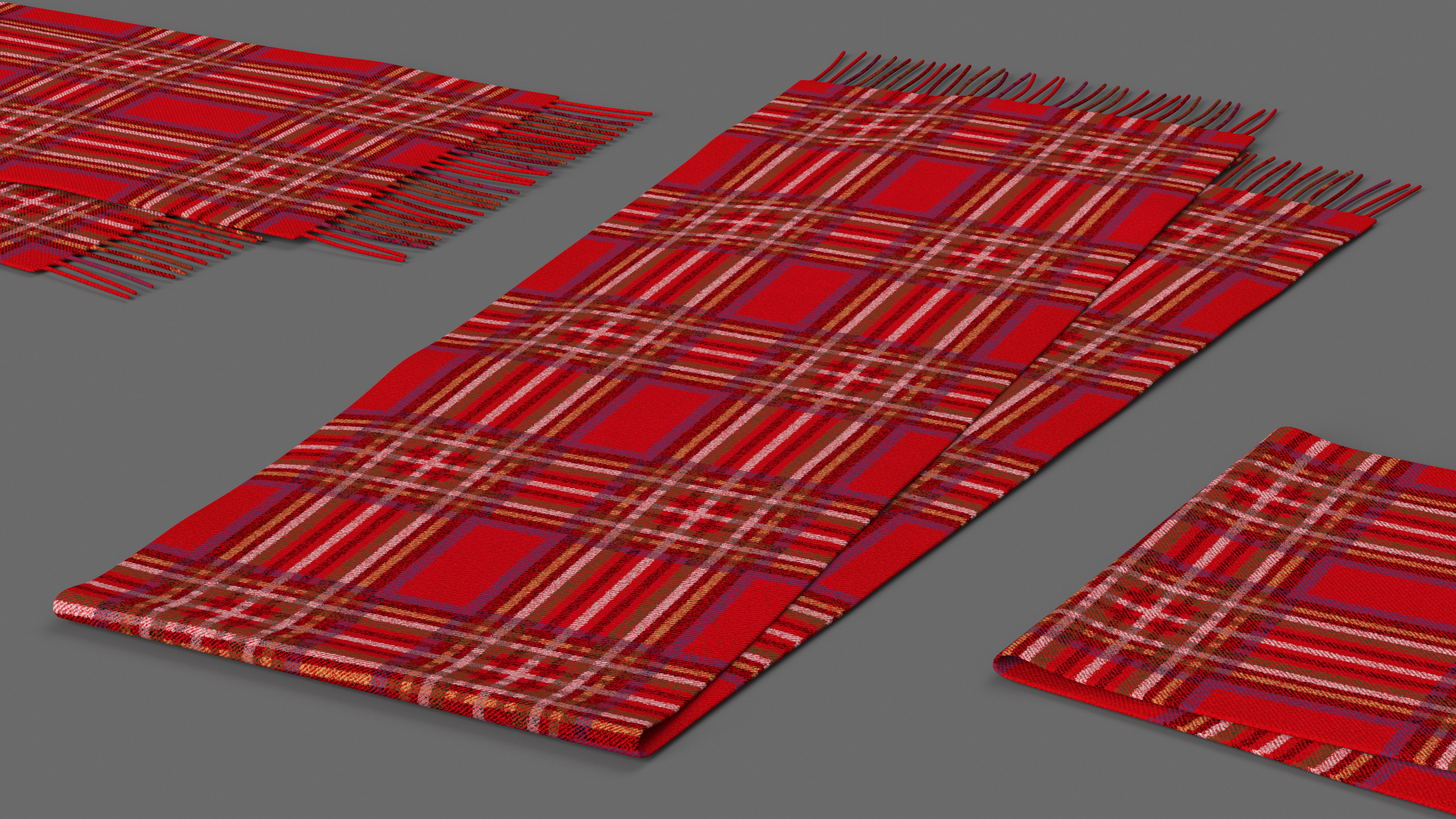 Red Scarf Folded in Half 3D model