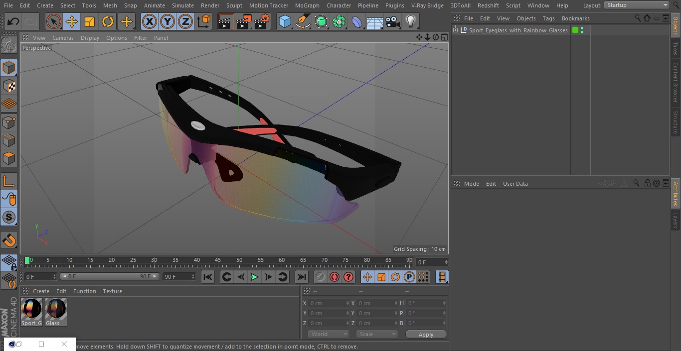 3D model Sport Eyeglass with Rainbow Glasses