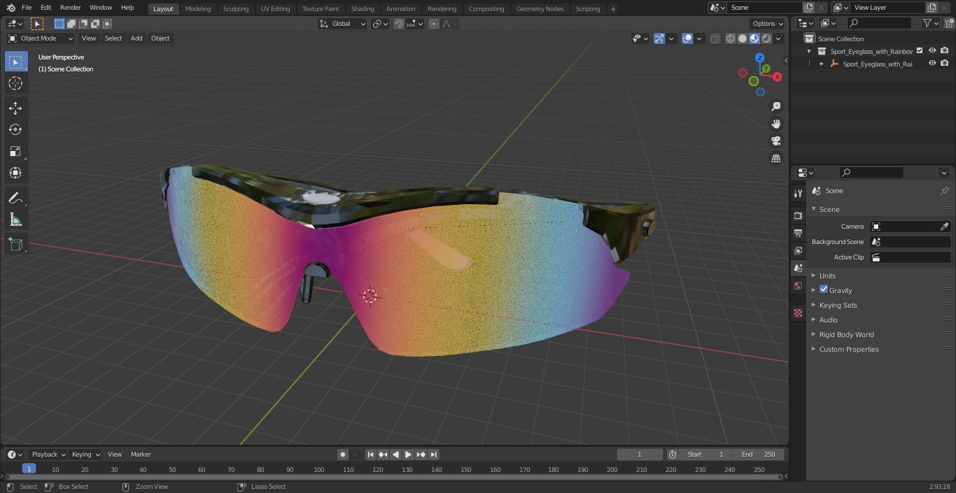 3D model Sport Eyeglass with Rainbow Glasses