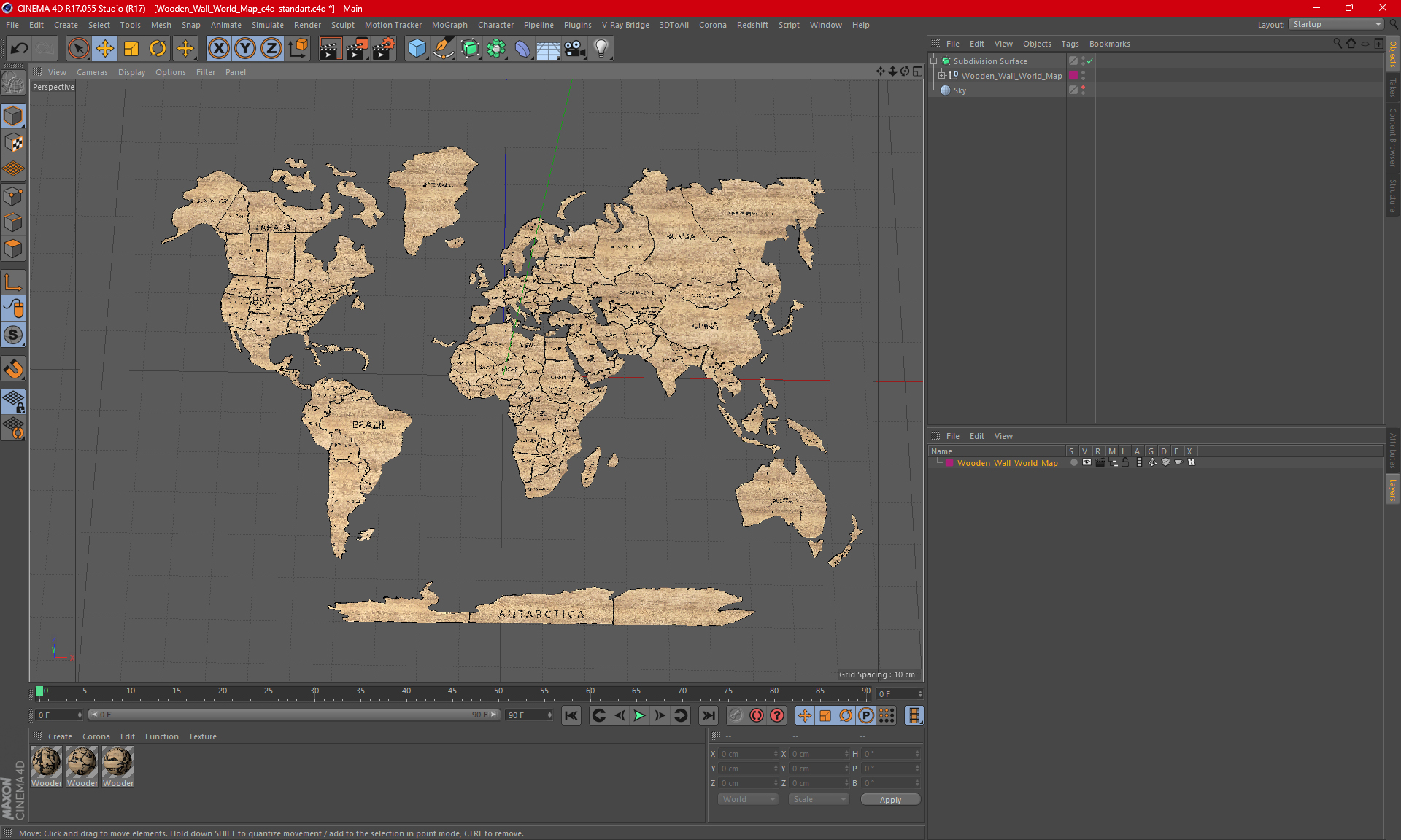3D Wooden Wall World Map