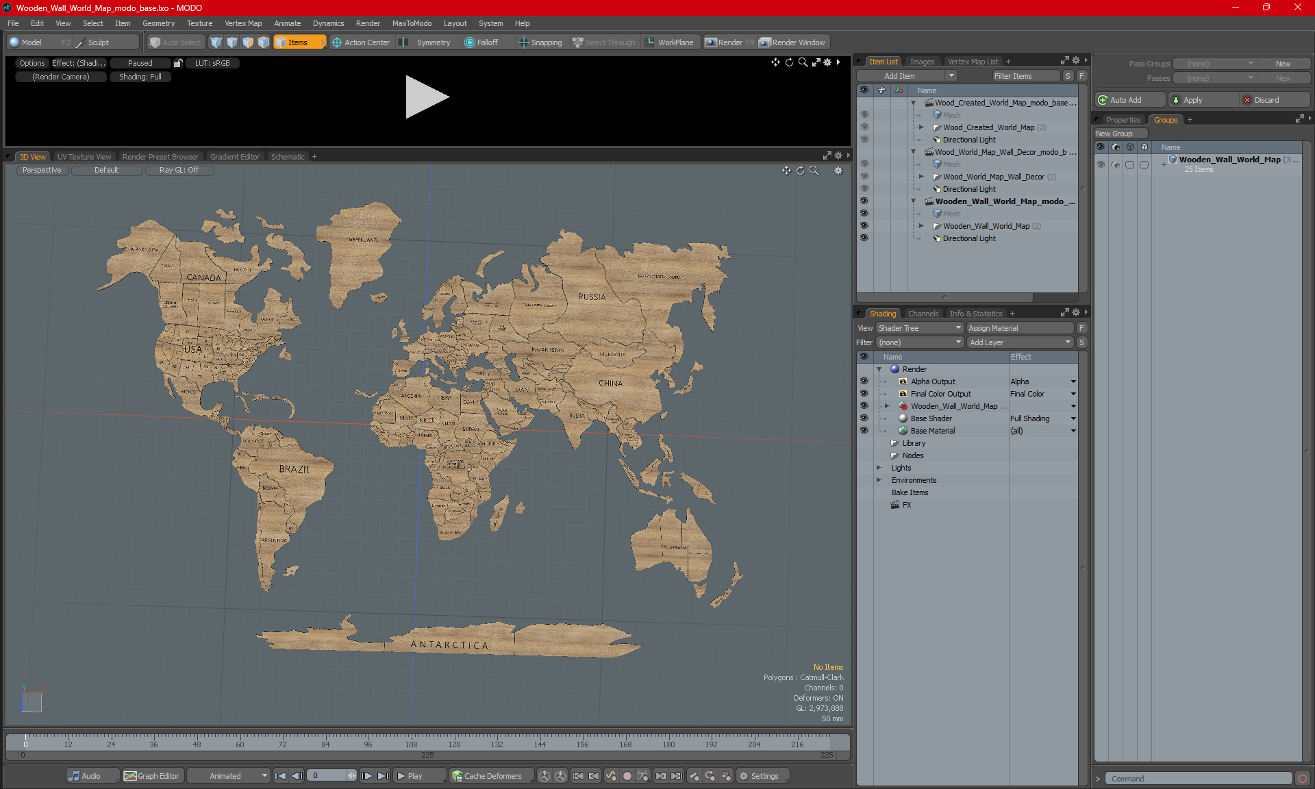 3D Wooden Wall World Map