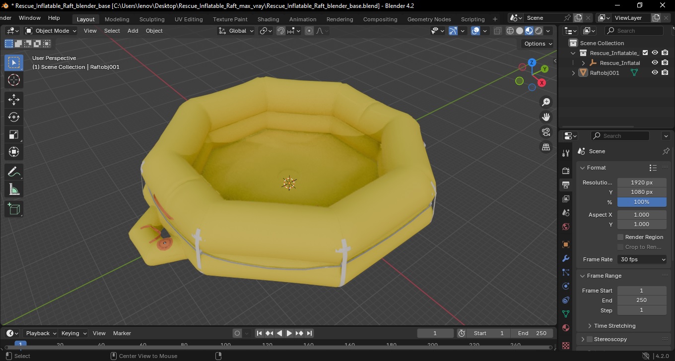 Rescue Inflatable Raft 3D