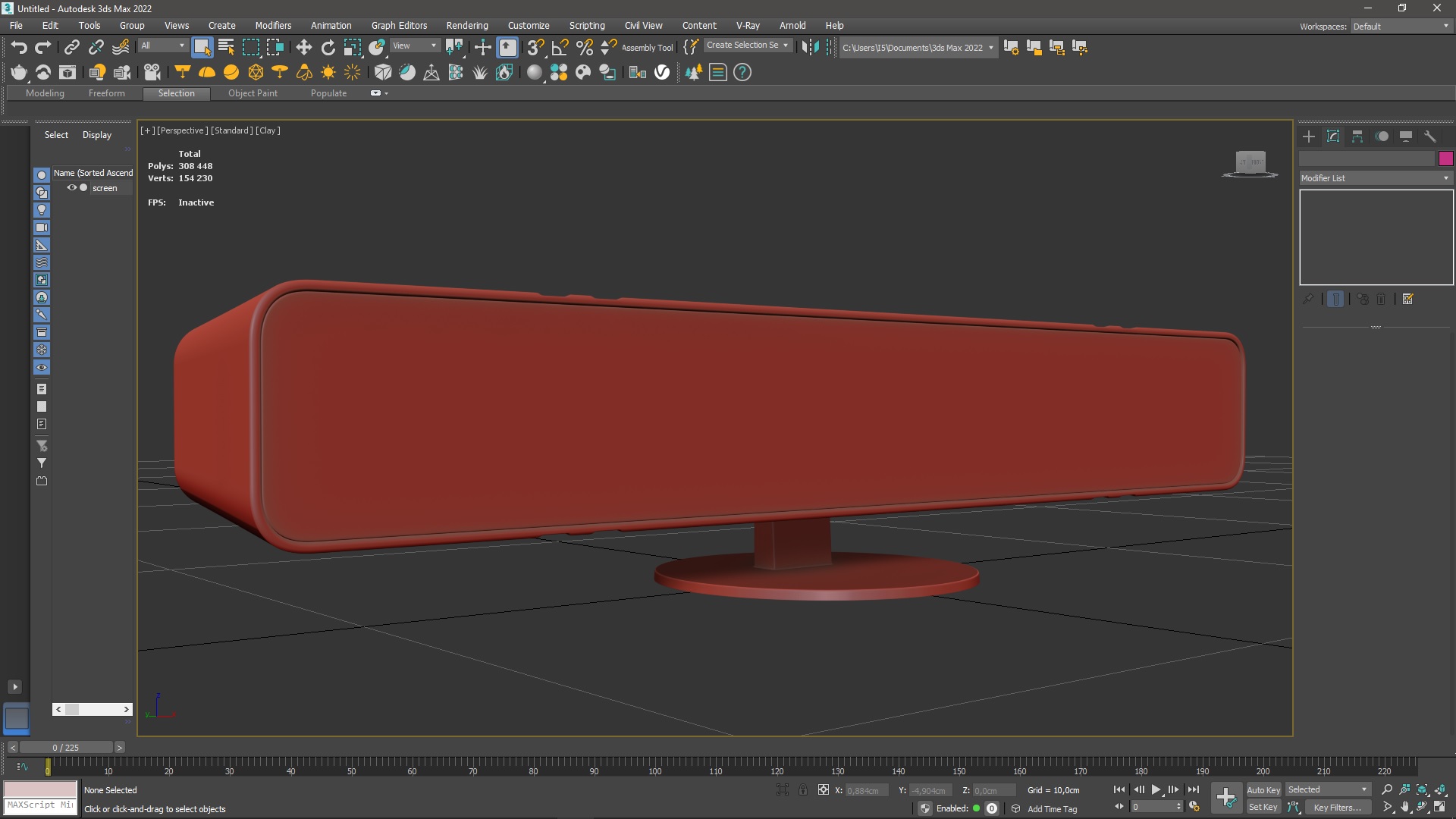 3D Horizontal Backlight Lamp Switched Off for 3D Print