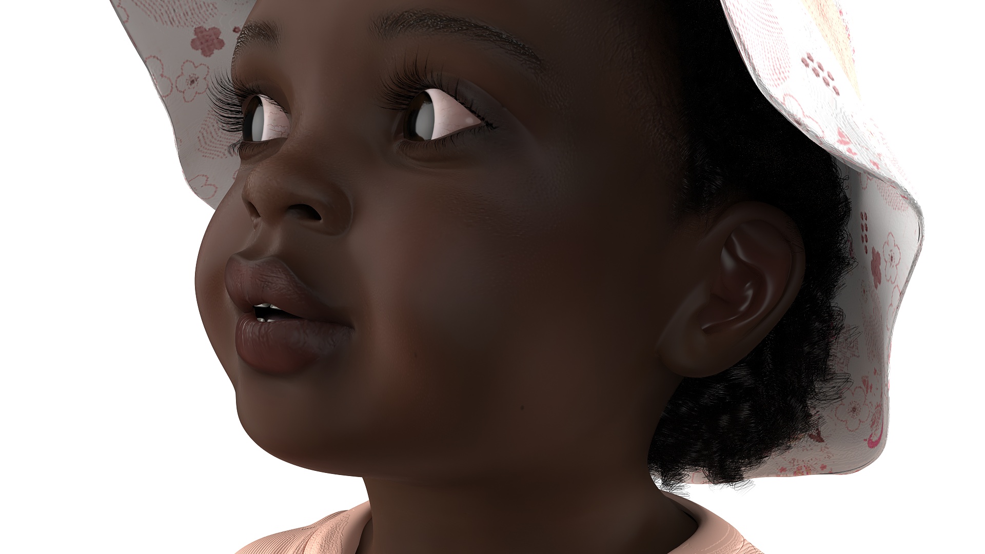 3D Toddler Black Girl in Casual Outfit Standing Fur model