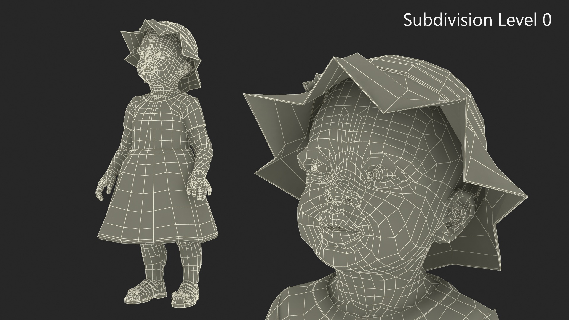3D Toddler Black Girl in Casual Outfit Standing Fur model