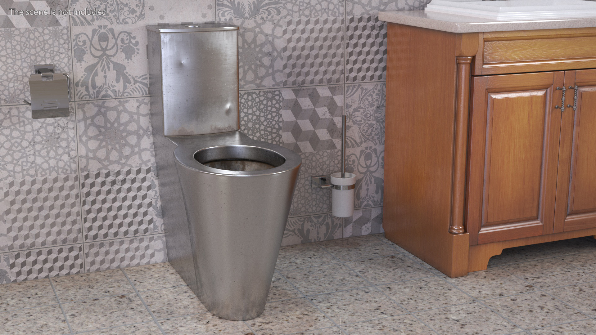 3D Stainless Steel Floor Standing Toilet Old