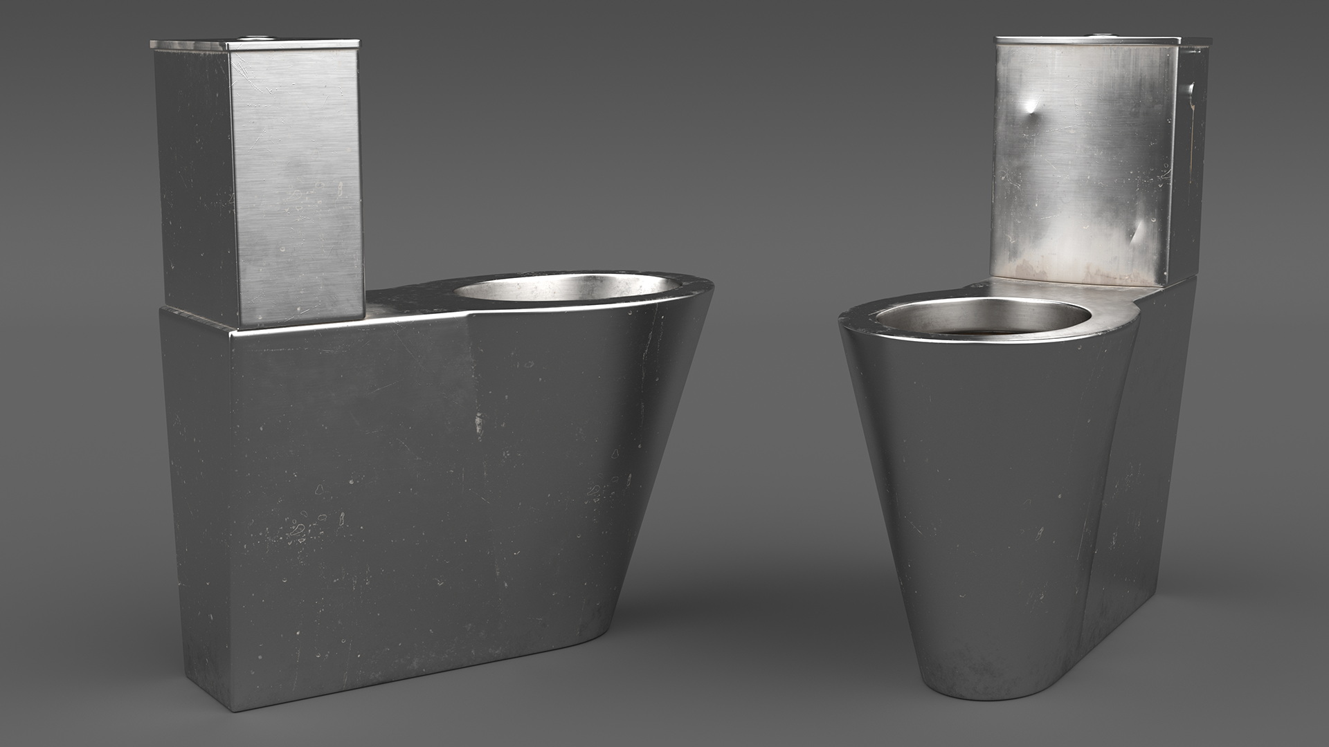 3D Stainless Steel Floor Standing Toilet Old
