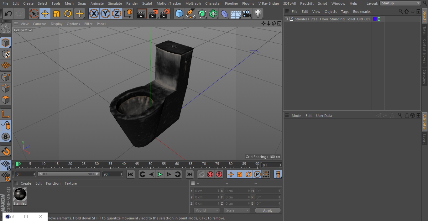 3D Stainless Steel Floor Standing Toilet Old