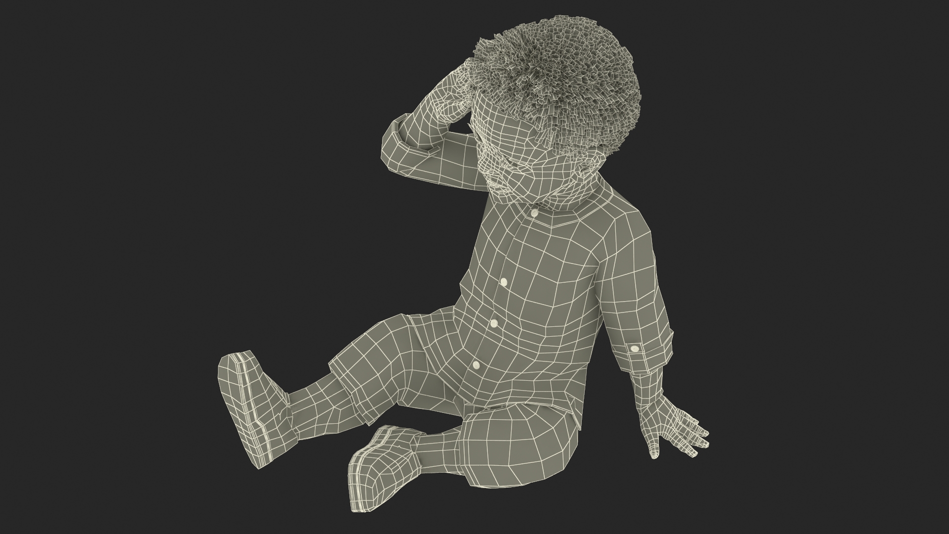 African Baby Boy Light Skin in Summer Outfit Sitting 3D