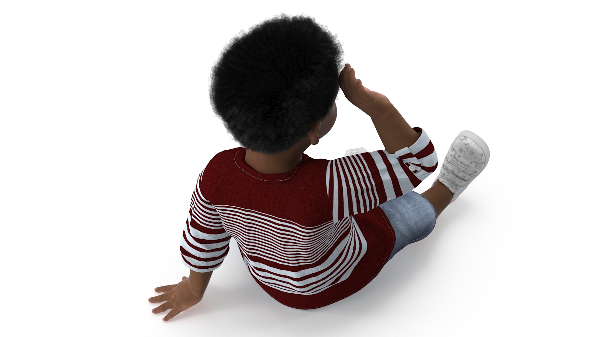 African Baby Boy Light Skin in Summer Outfit Sitting 3D