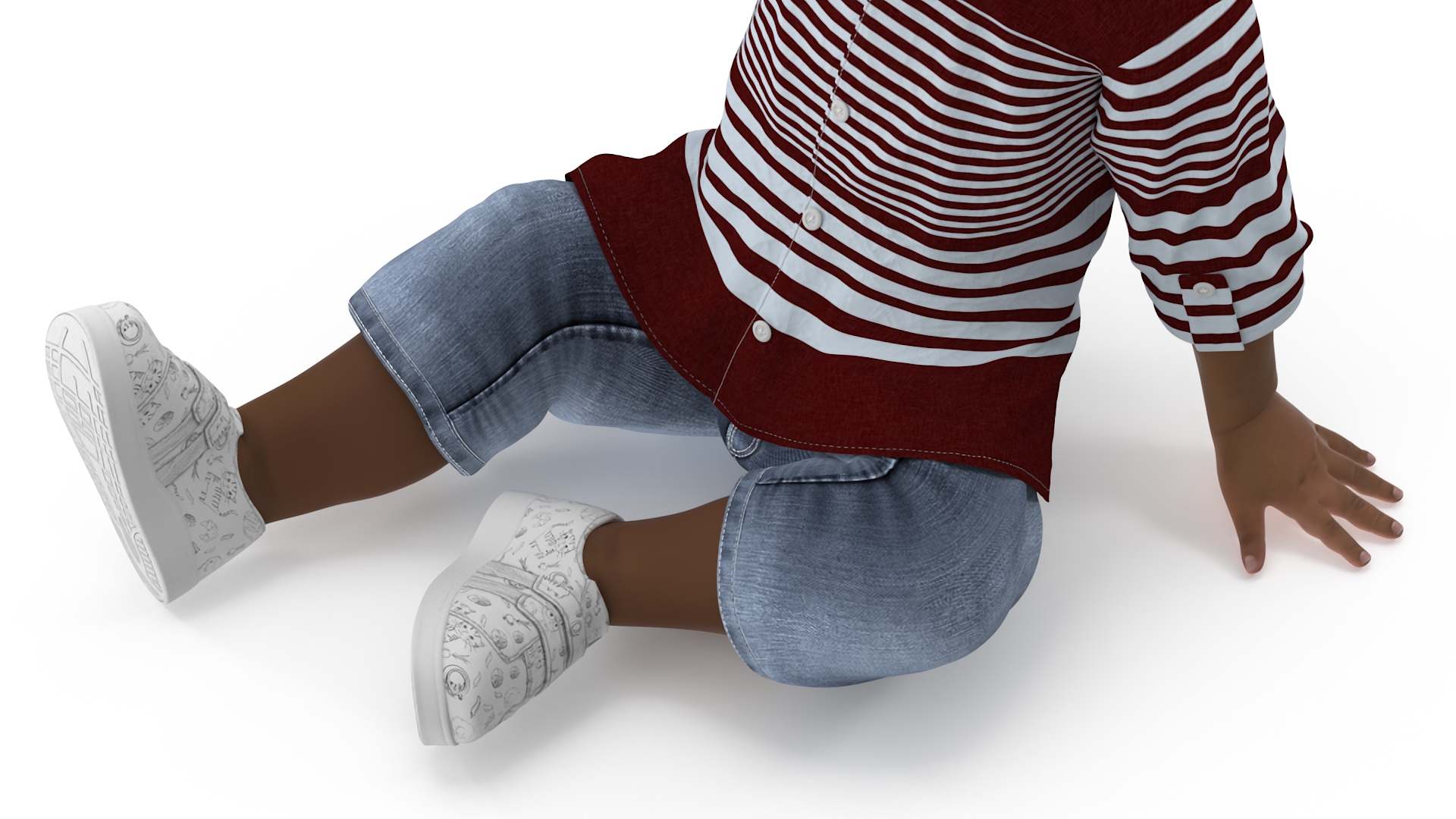 African Baby Boy Light Skin in Summer Outfit Sitting 3D