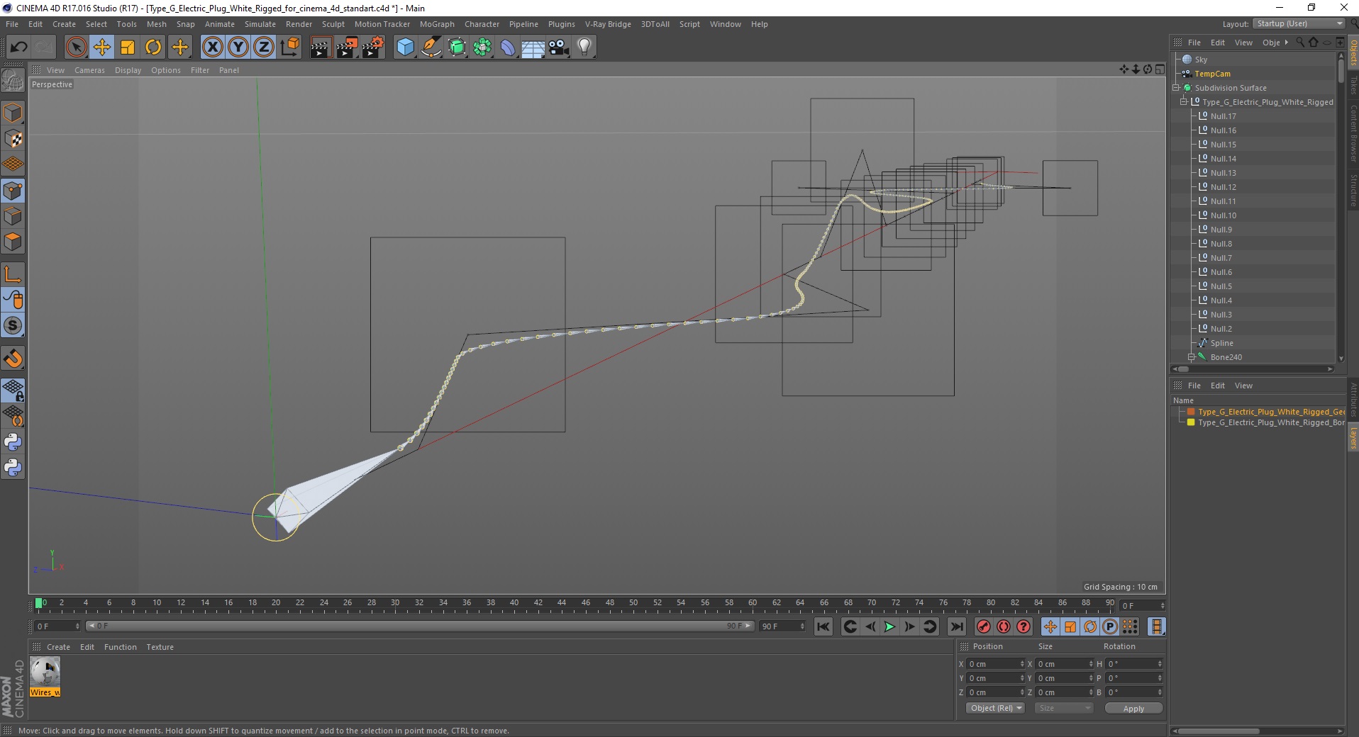 Type G Electric Plug White Rigged for Cinema 4D 3D