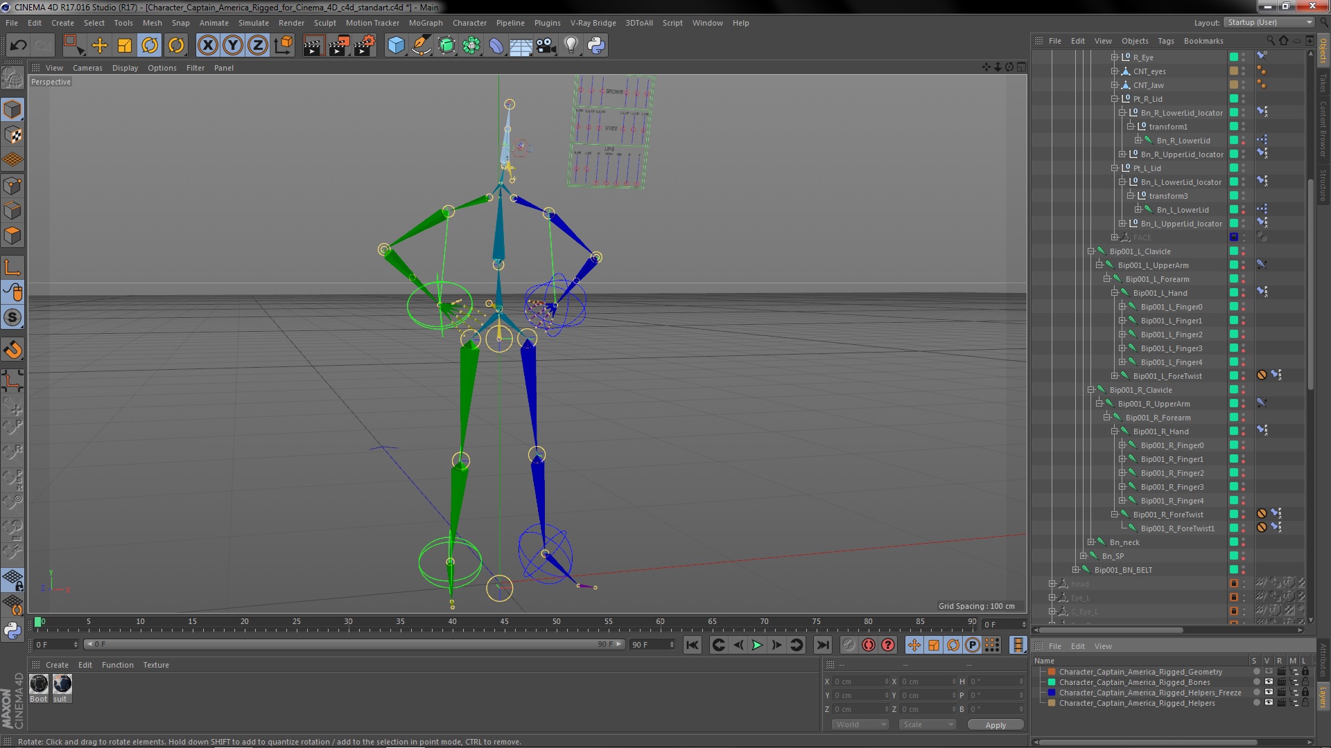 3D Character Captain America Rigged for Cinema 4D