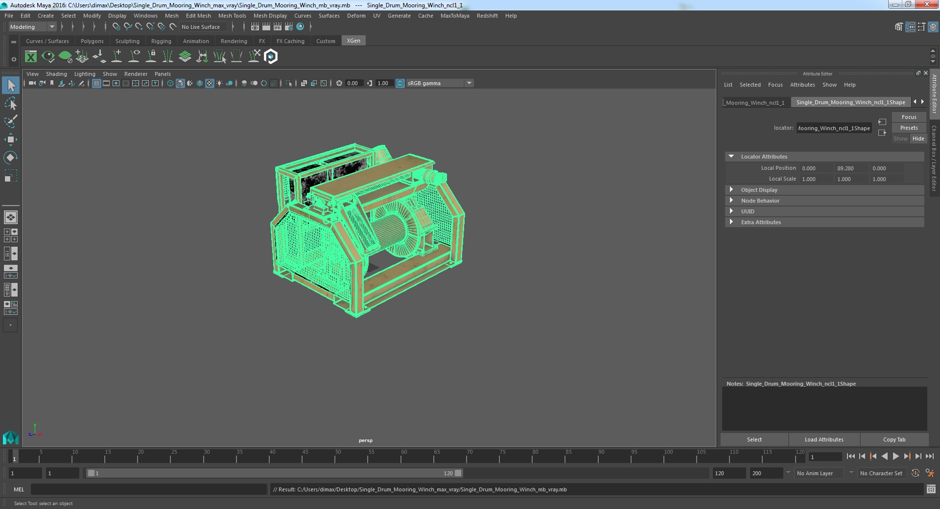 3D model Single Drum Mooring Winch