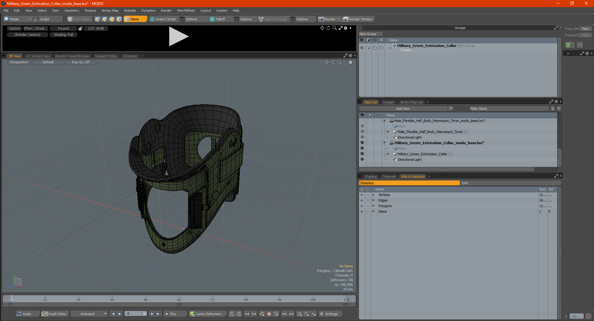 3D Military Green Extrication Collar model