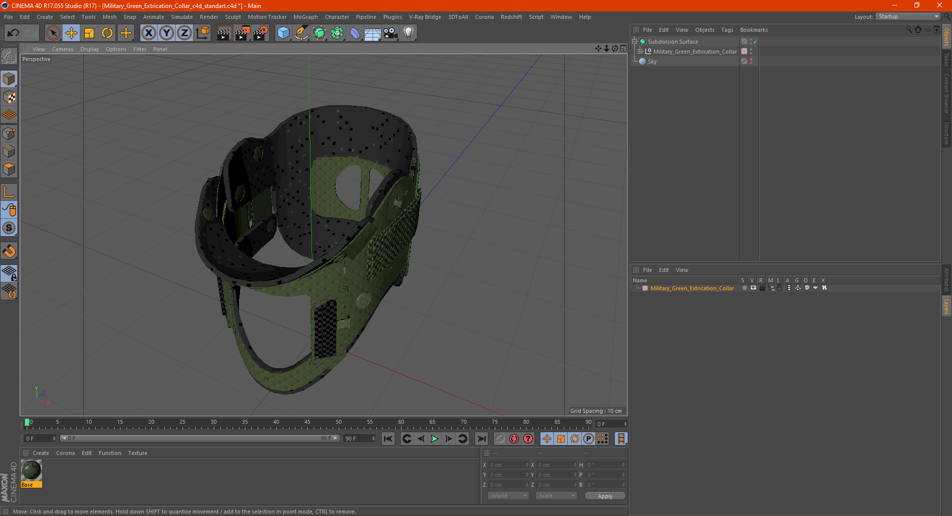 3D Military Green Extrication Collar model