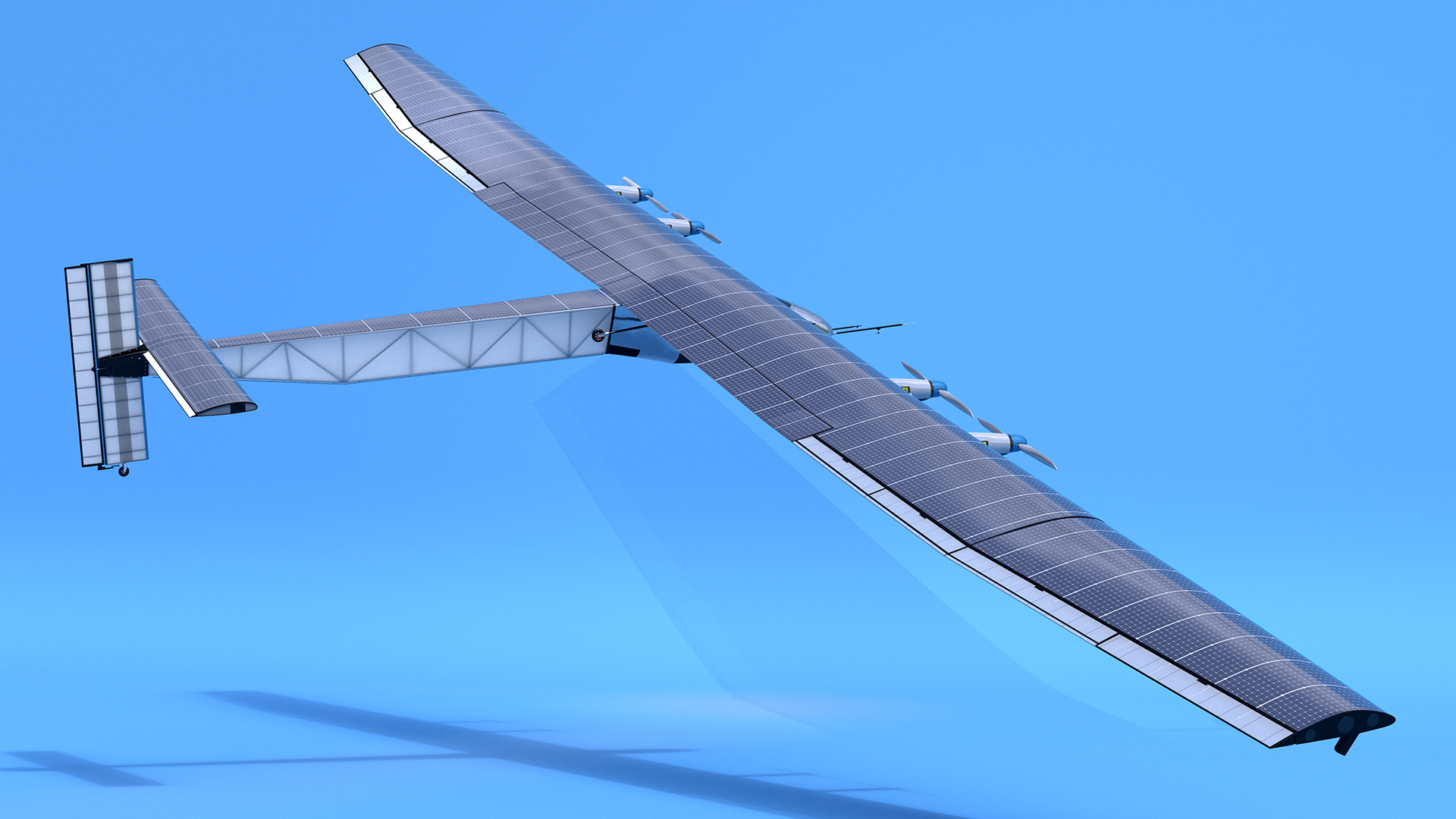 Solar Cargo Airplane Blue Rigged 3D